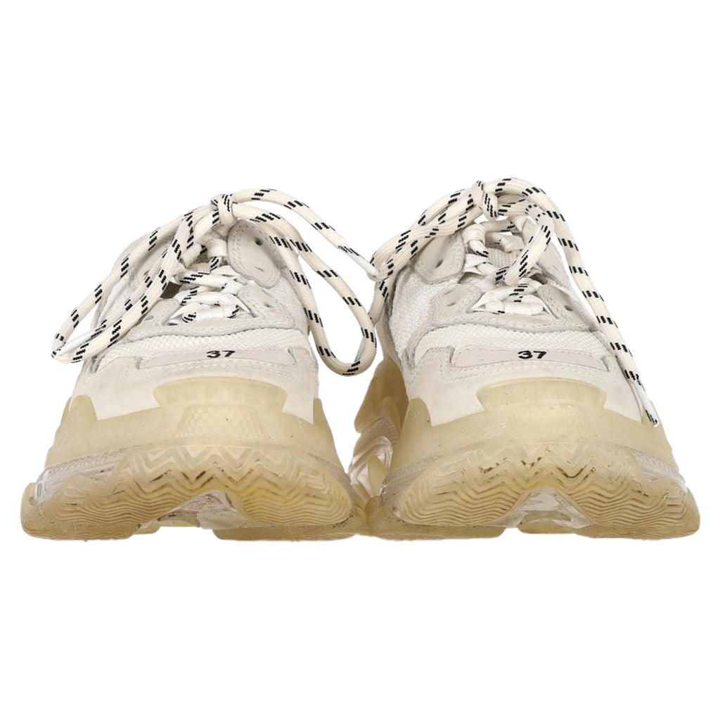 Women's Balenciaga Triple S Clear Sole Low-Top Sneakers in White Polyester