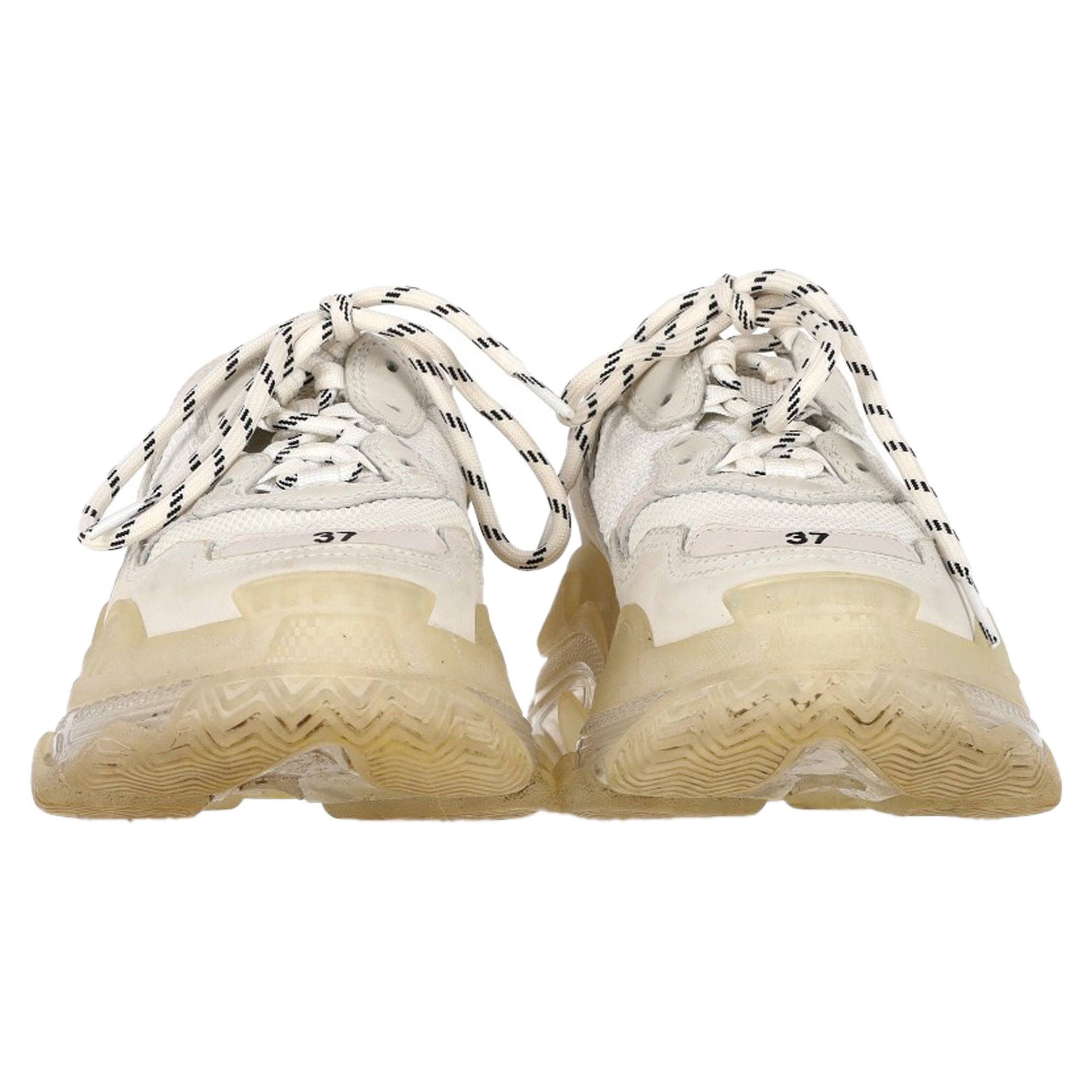 Women's Balenciaga Triple S Clear Sole Low-Top Sneakers in White Polyester