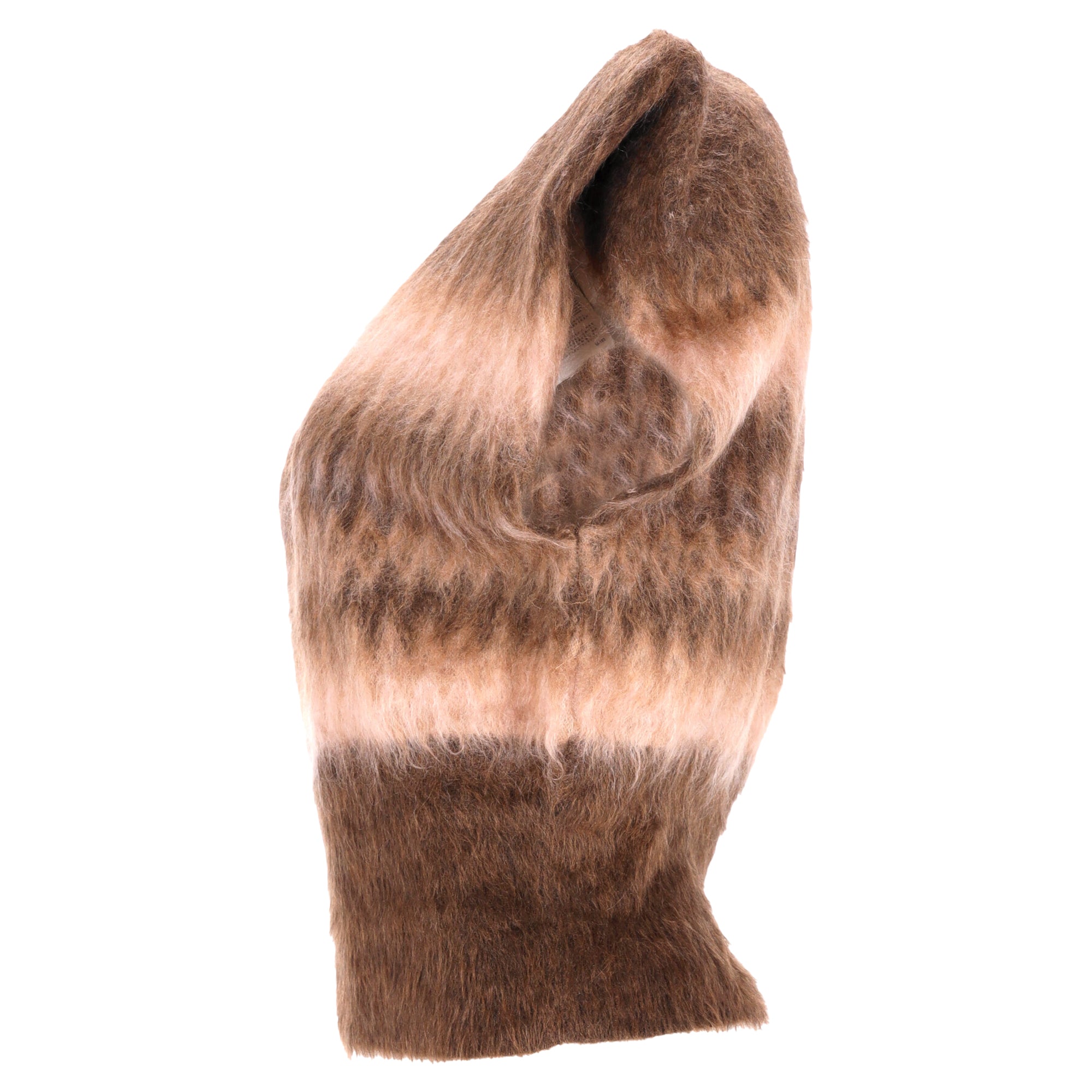 Brunello Cucinelli Chevron V-Neck Vest Sweater in Brown Mohair Wool
