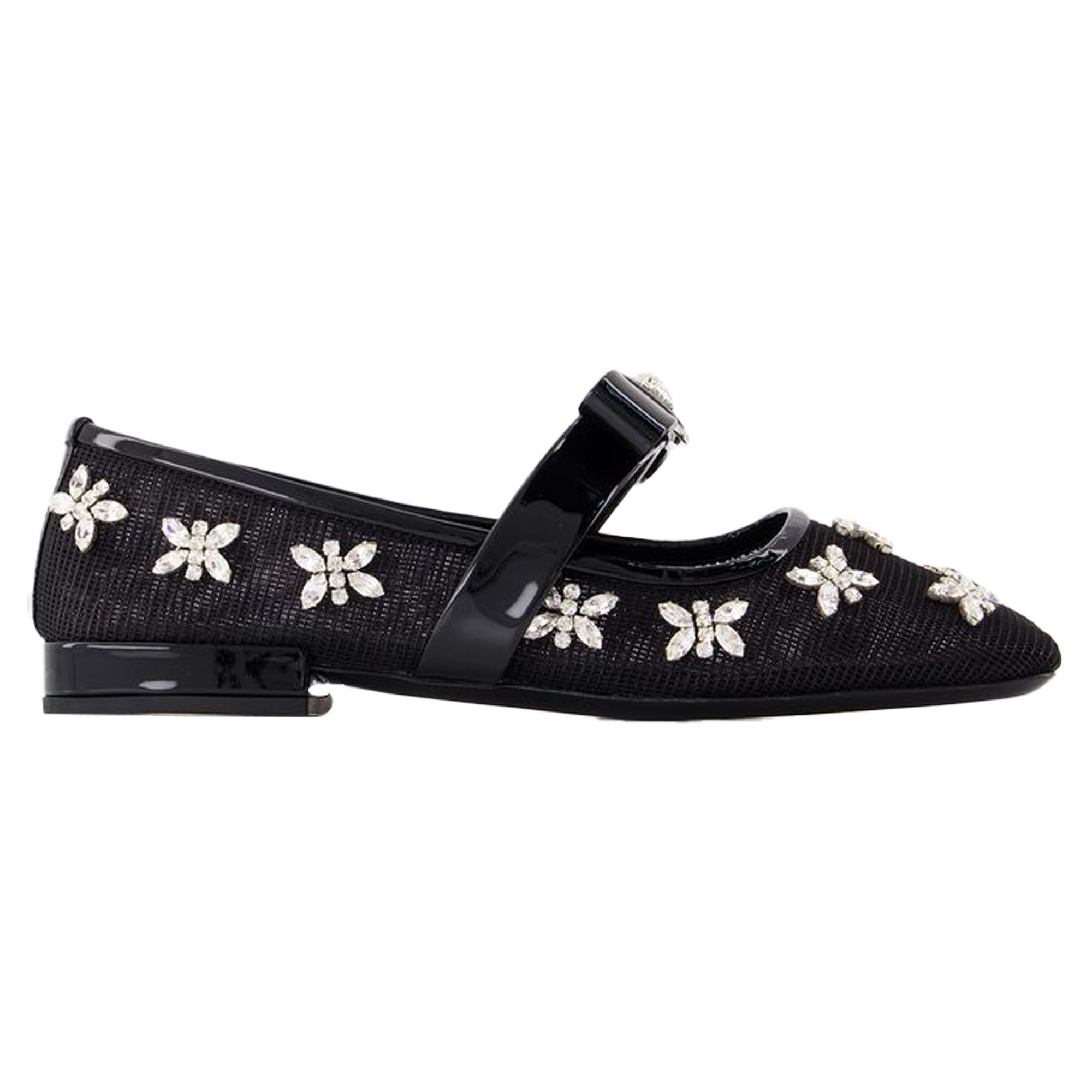 Women's Gianni Ribbon Flat Shoes - Versace - Leather - Black