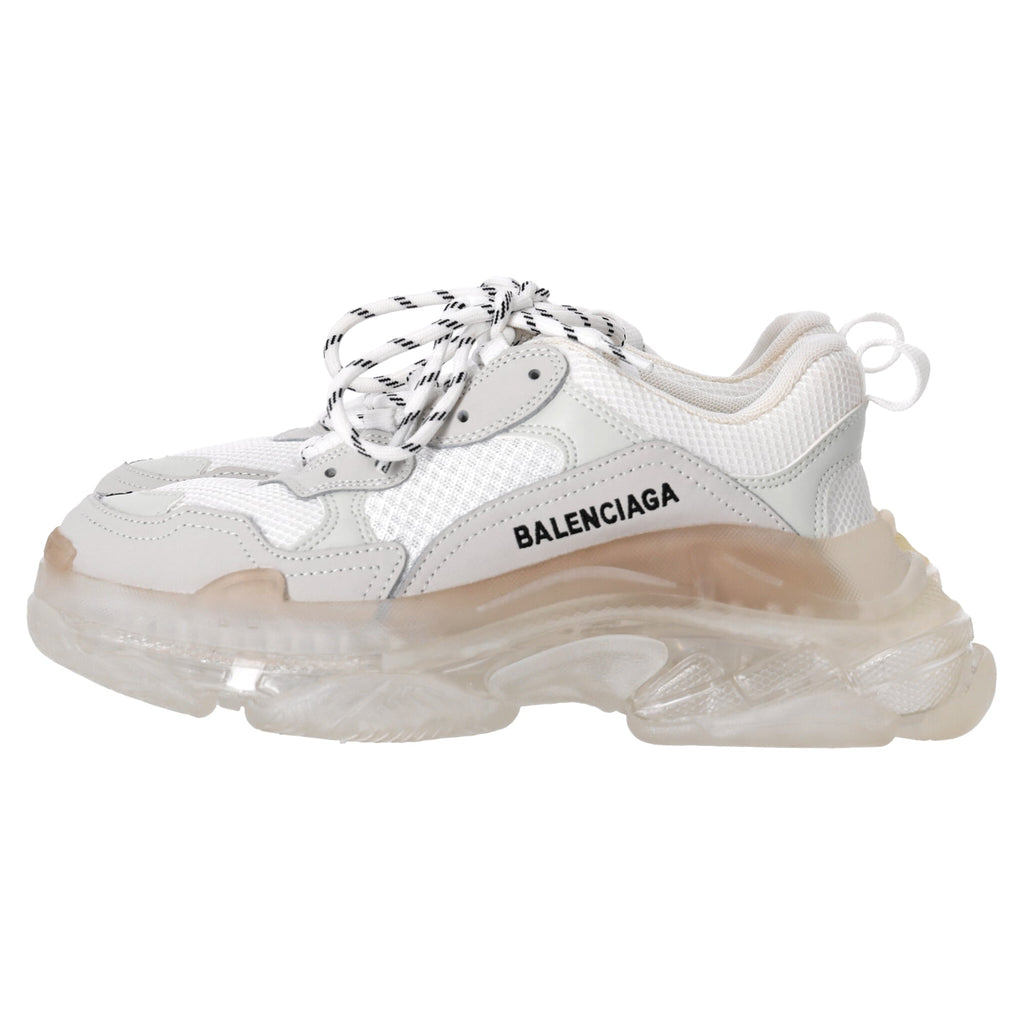 Women's Balenciaga Triple S Clear Sole Sneakers in White Polyester