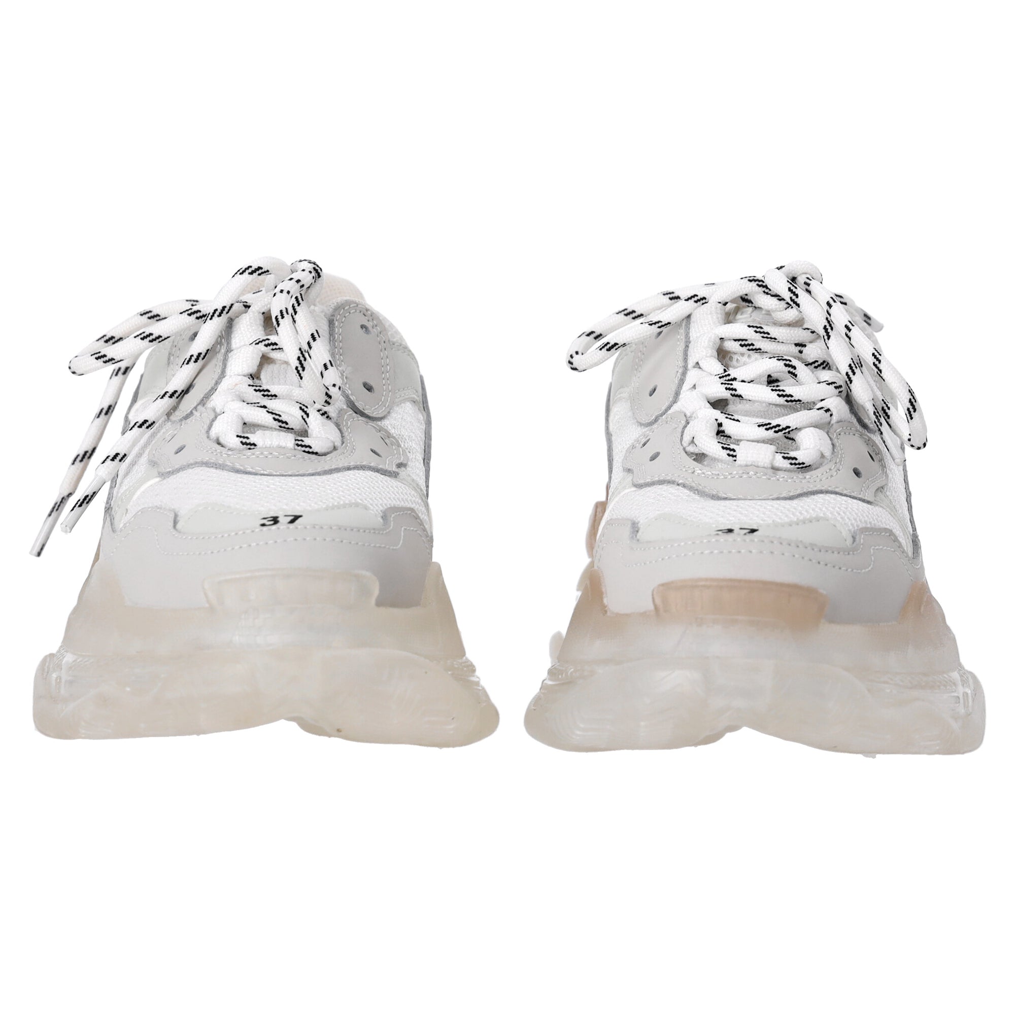 Women's Balenciaga Triple S Clear Sole Sneakers in White Polyester