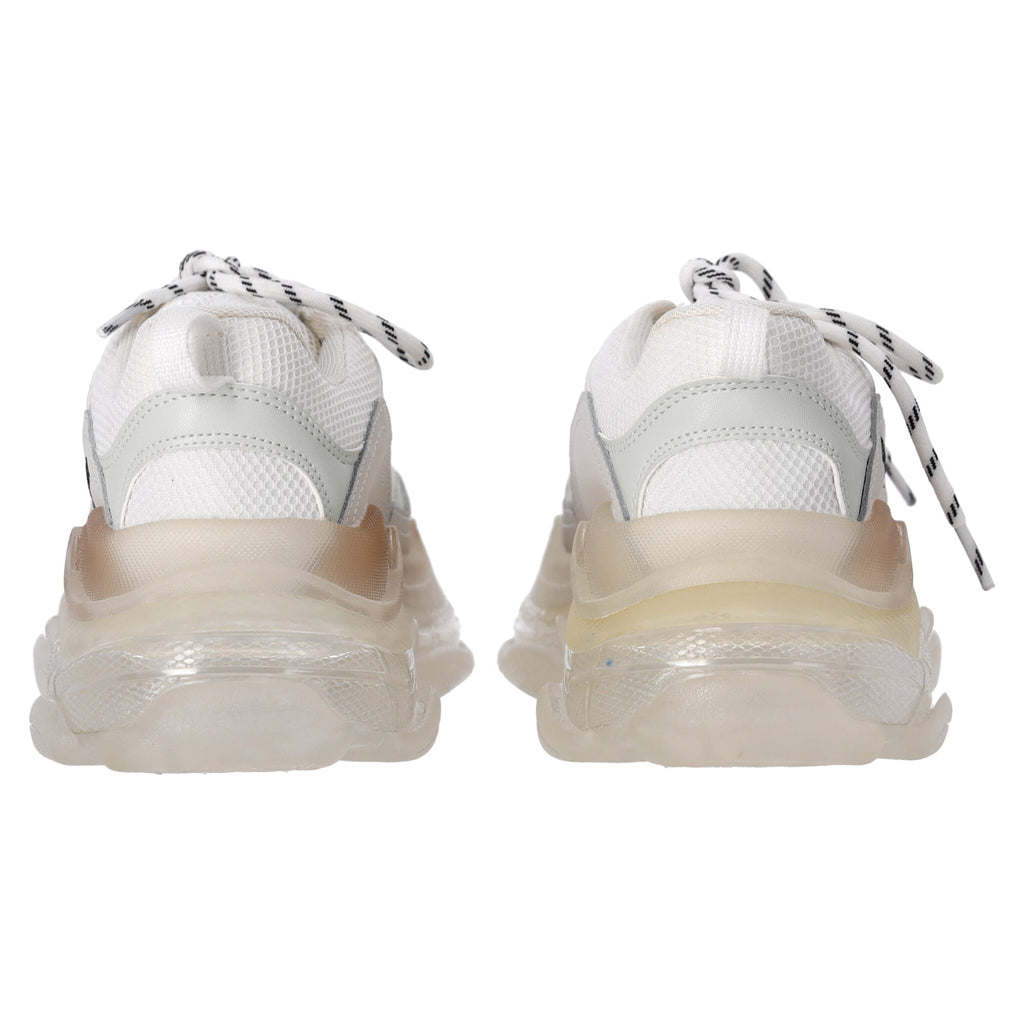 Women's Balenciaga Triple S Clear Sole Sneakers in White Polyester