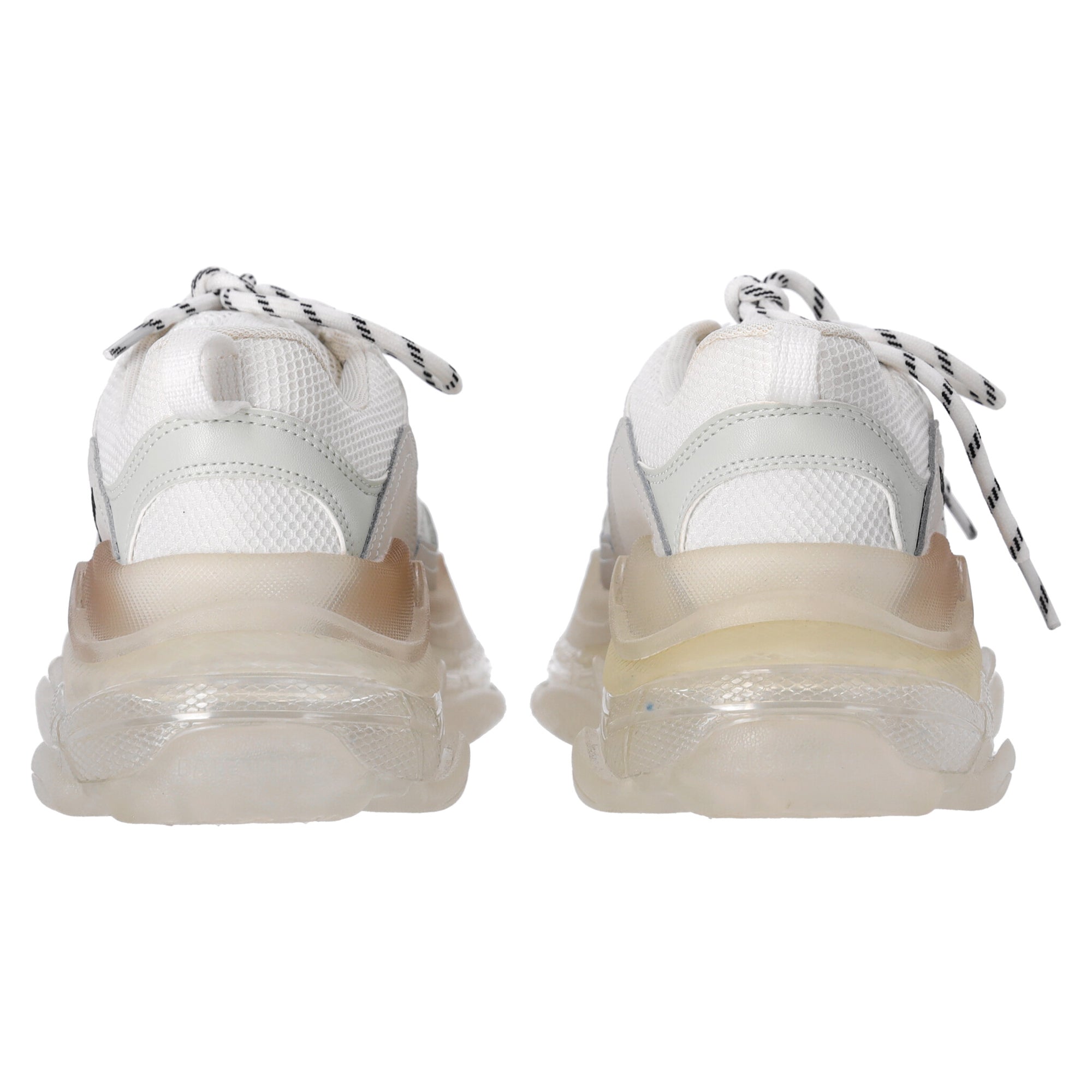 Women's Balenciaga Triple S Clear Sole Sneakers in White Polyester