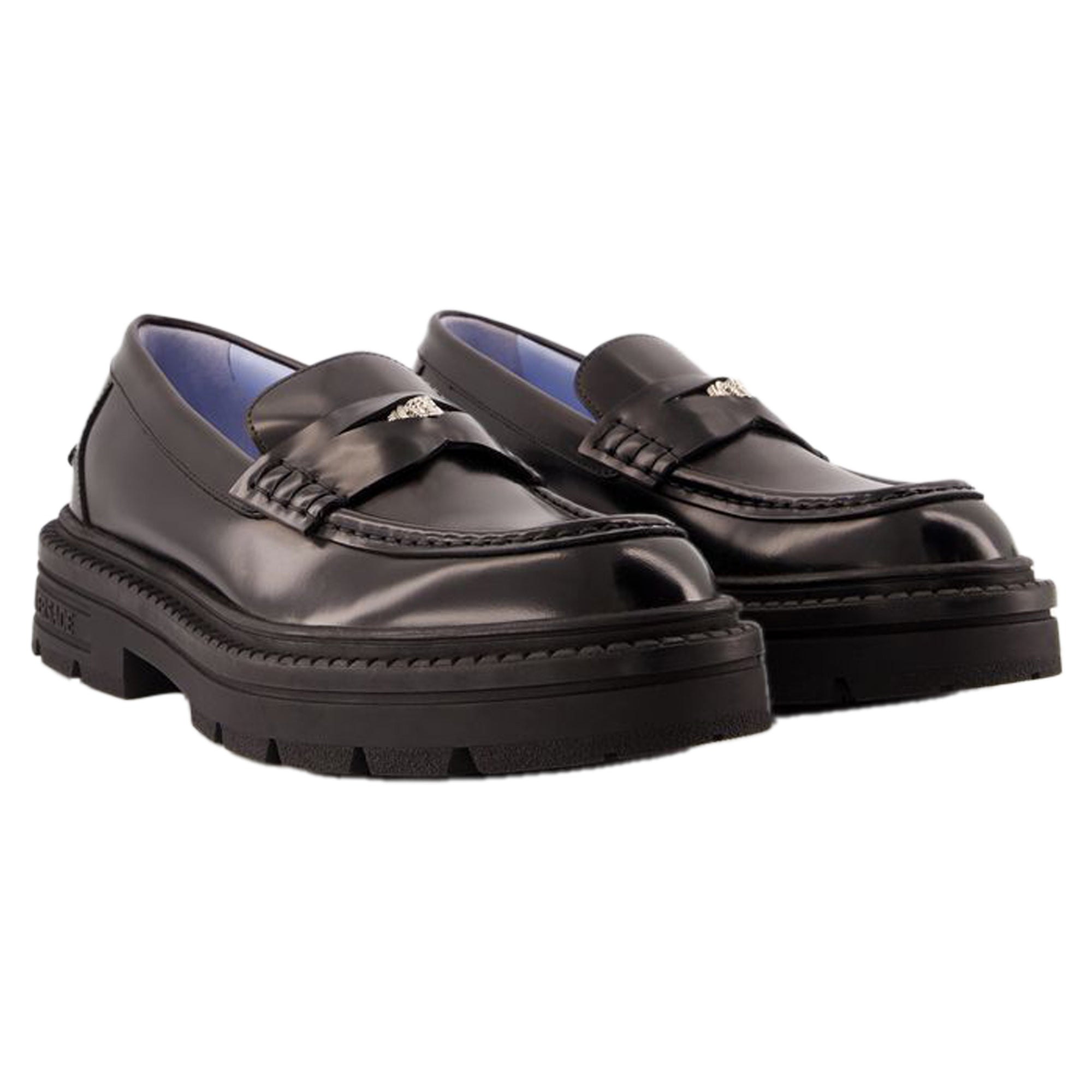 Women's Adriano Flat Shoes - Versace - Leather - Black