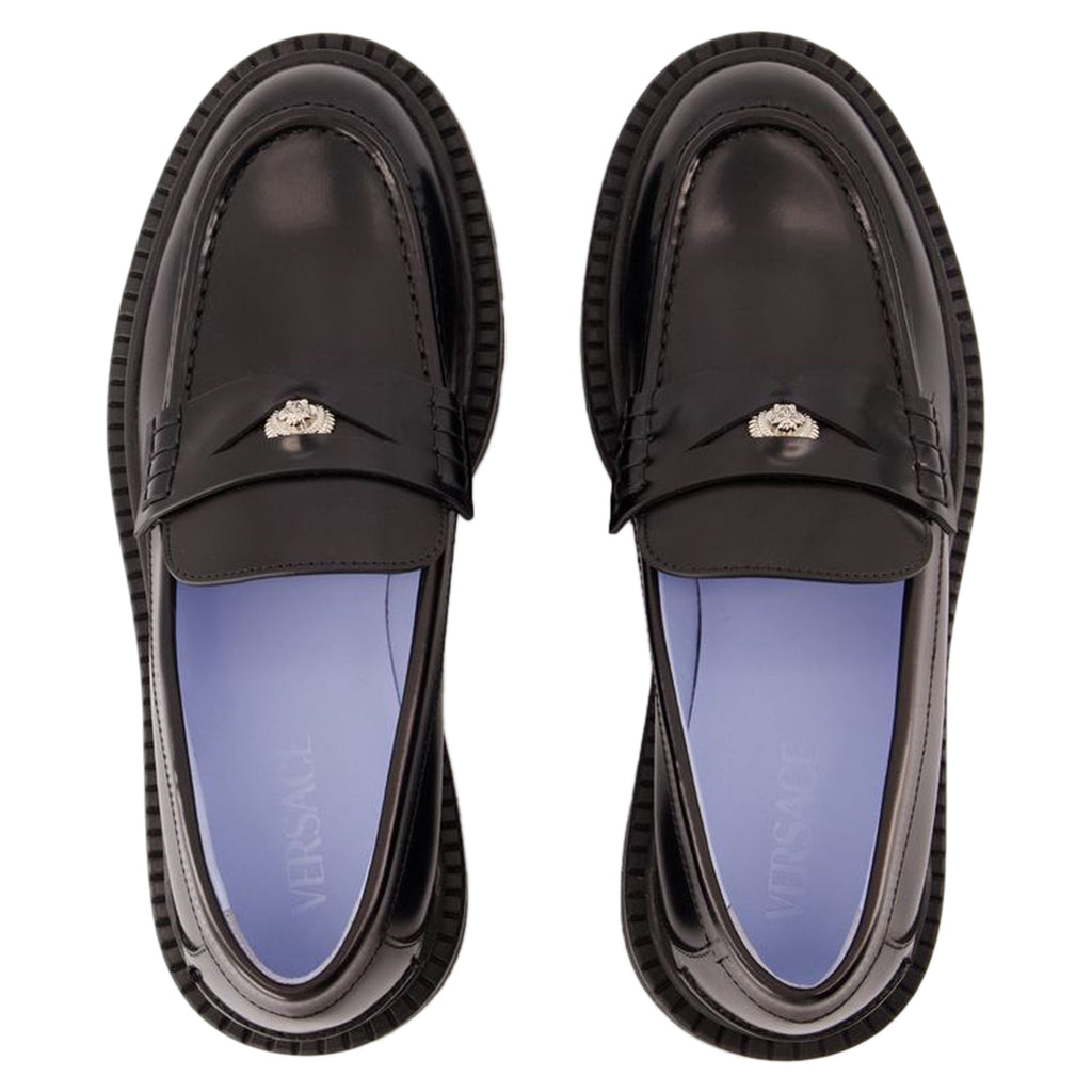 Women's Adriano Flat Shoes - Versace - Leather - Black