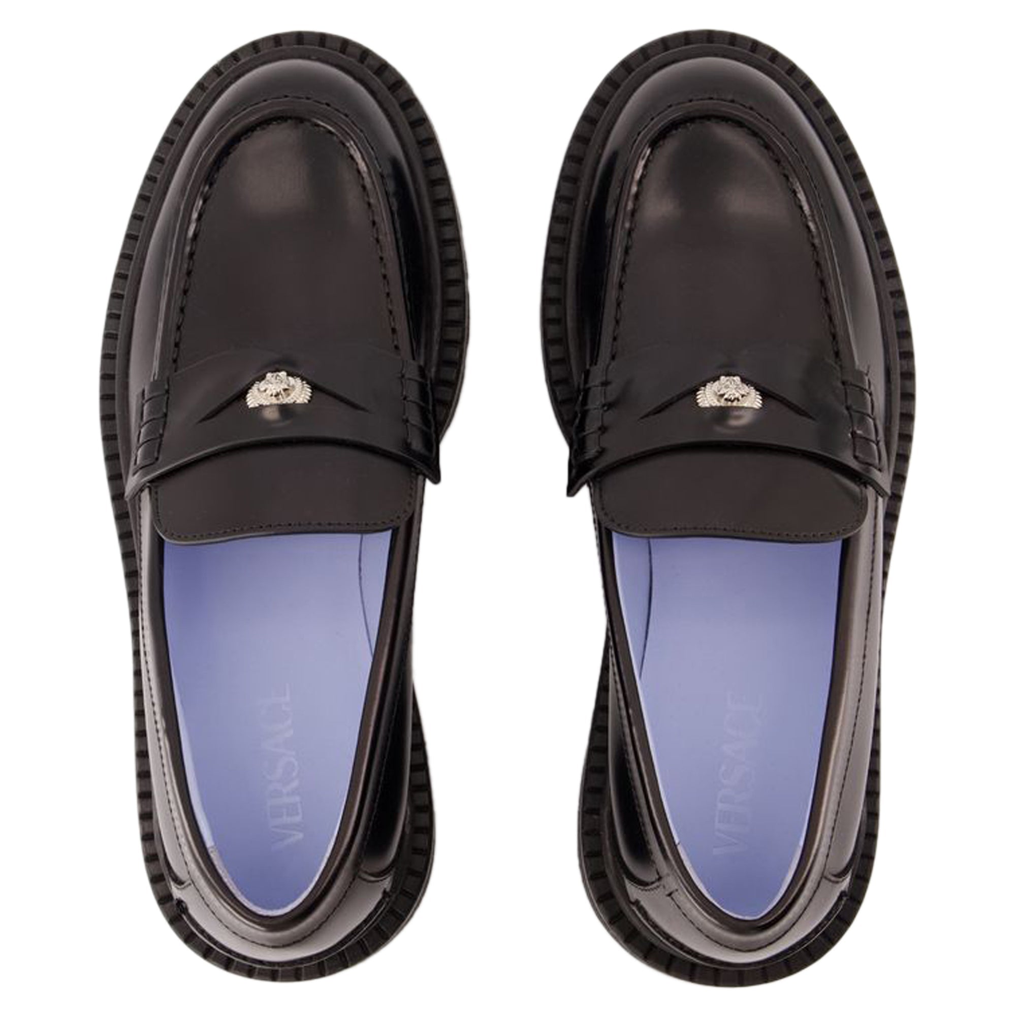 Women's Adriano Flat Shoes - Versace - Leather - Black