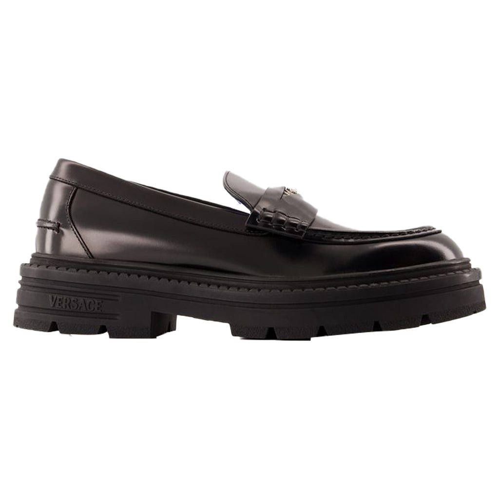 Women's Adriano Flat Shoes - Versace - Leather - Black