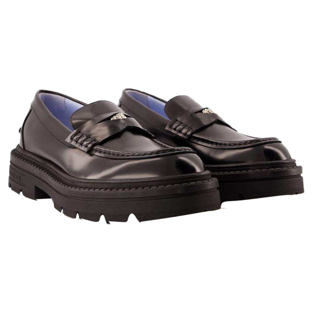 Women's Adriano Flat Shoes - Versace - Leather - Black