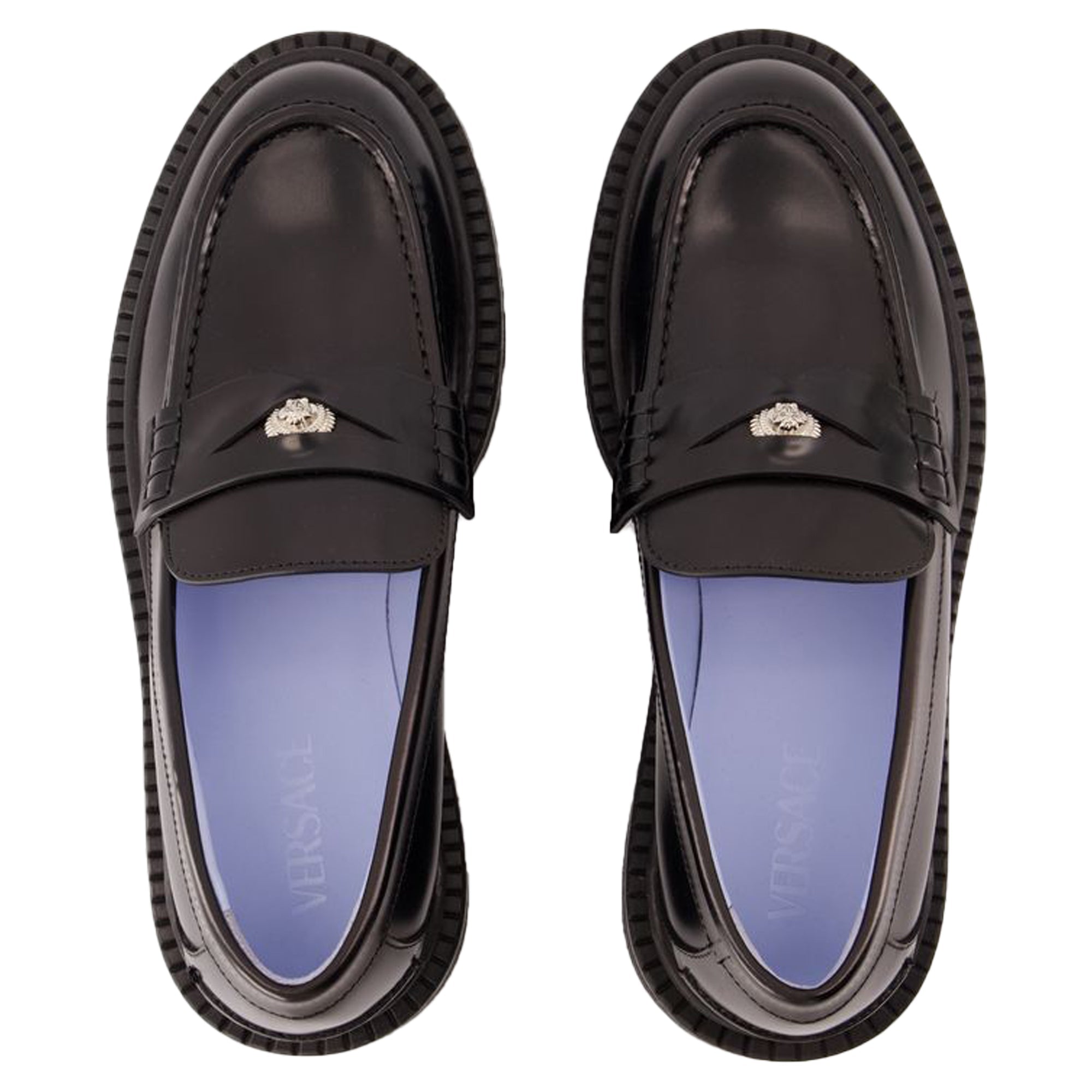 Women's Adriano Flat Shoes - Versace - Leather - Black