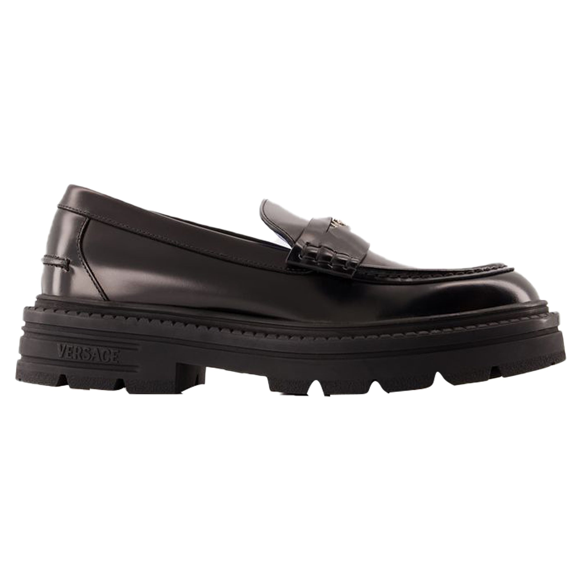 Women's Adriano Flat Shoes - Versace - Leather - Black
