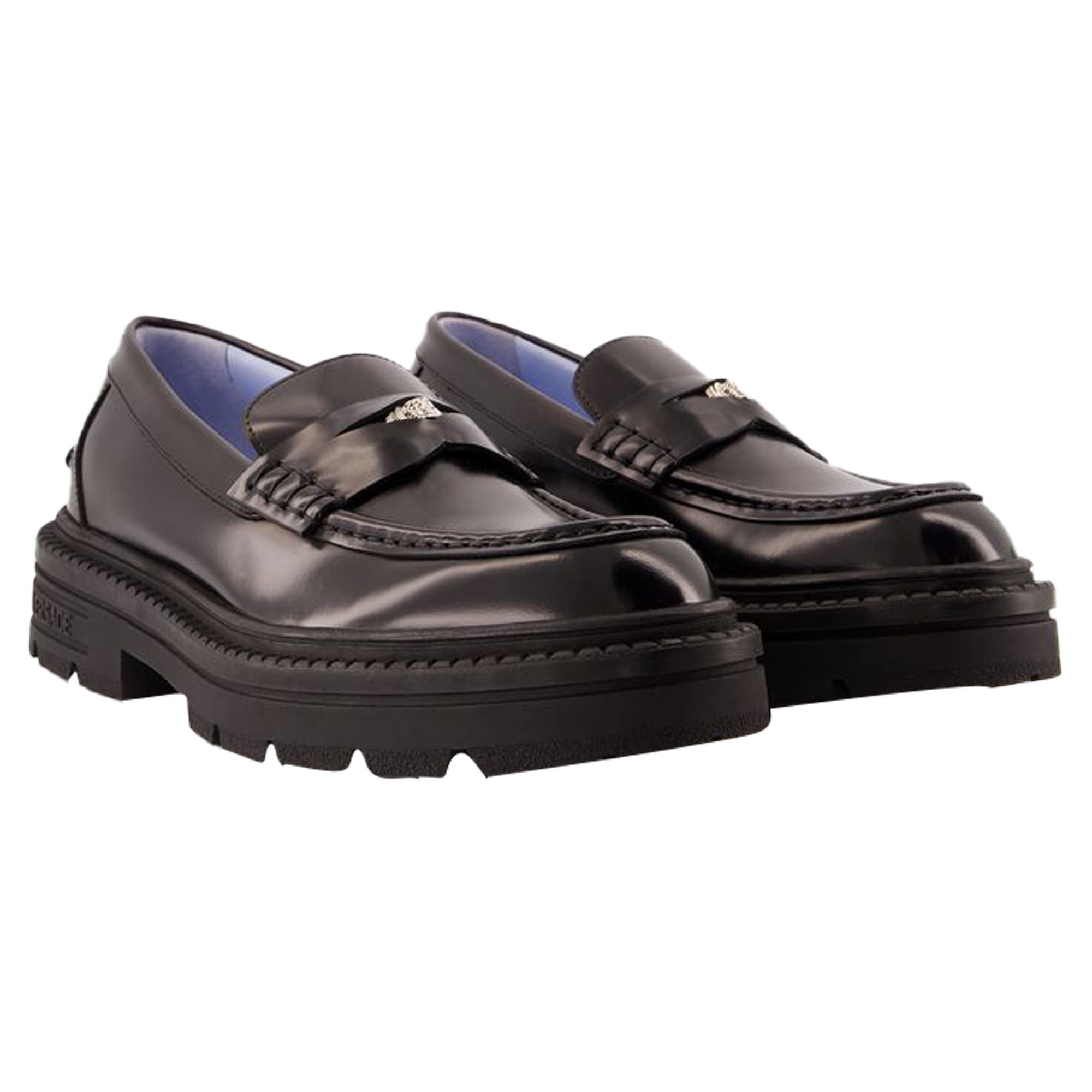 Women's Adriano Flat Shoes - Versace - Leather - Black