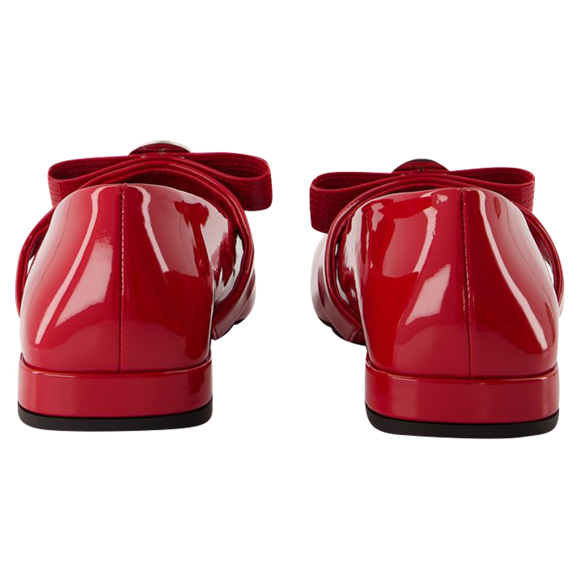 Women's Gianni Ribbon Flat Shoes - Versace - Leather - Red