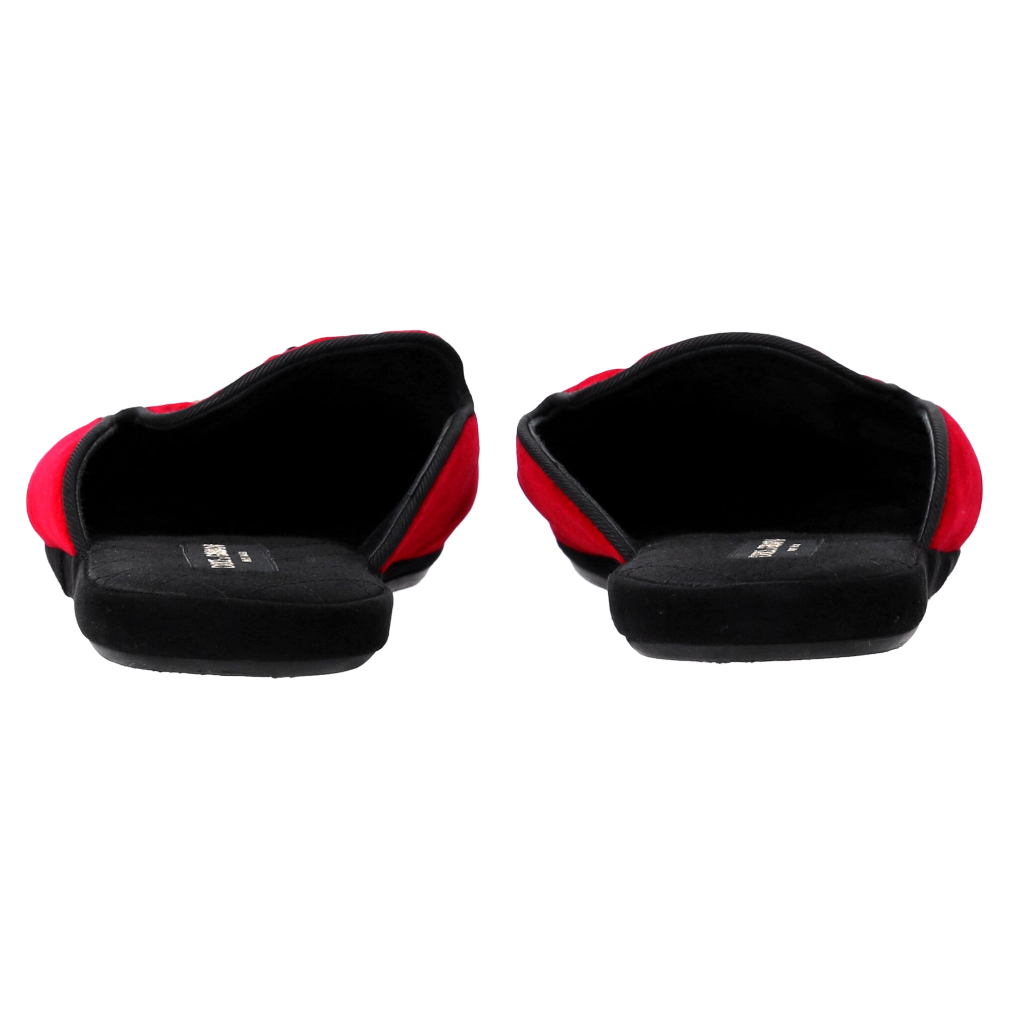 Men's  Dolce & Gabbana Embroidered Flat Mules in Red Velvet