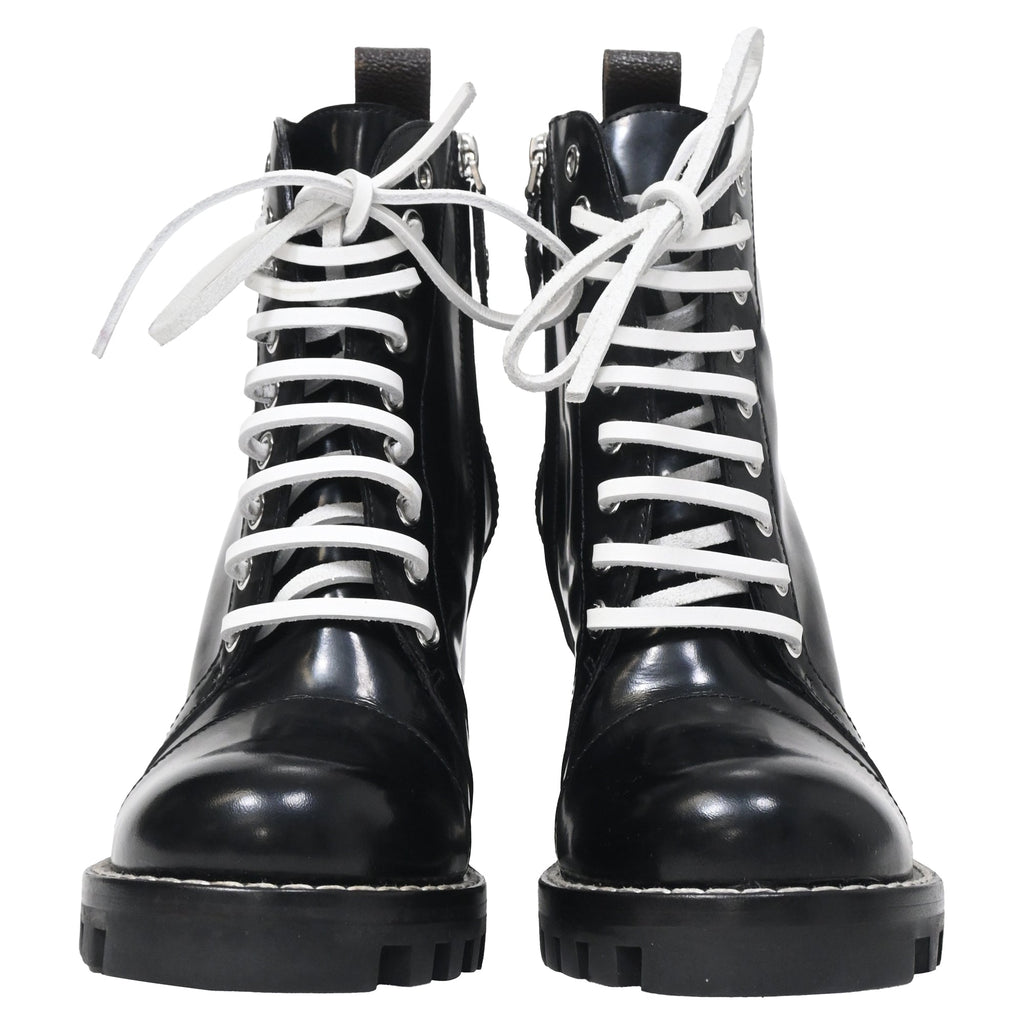 Louis Vuitton Star Trail Laced Zipped Platform Boots in Black Leather