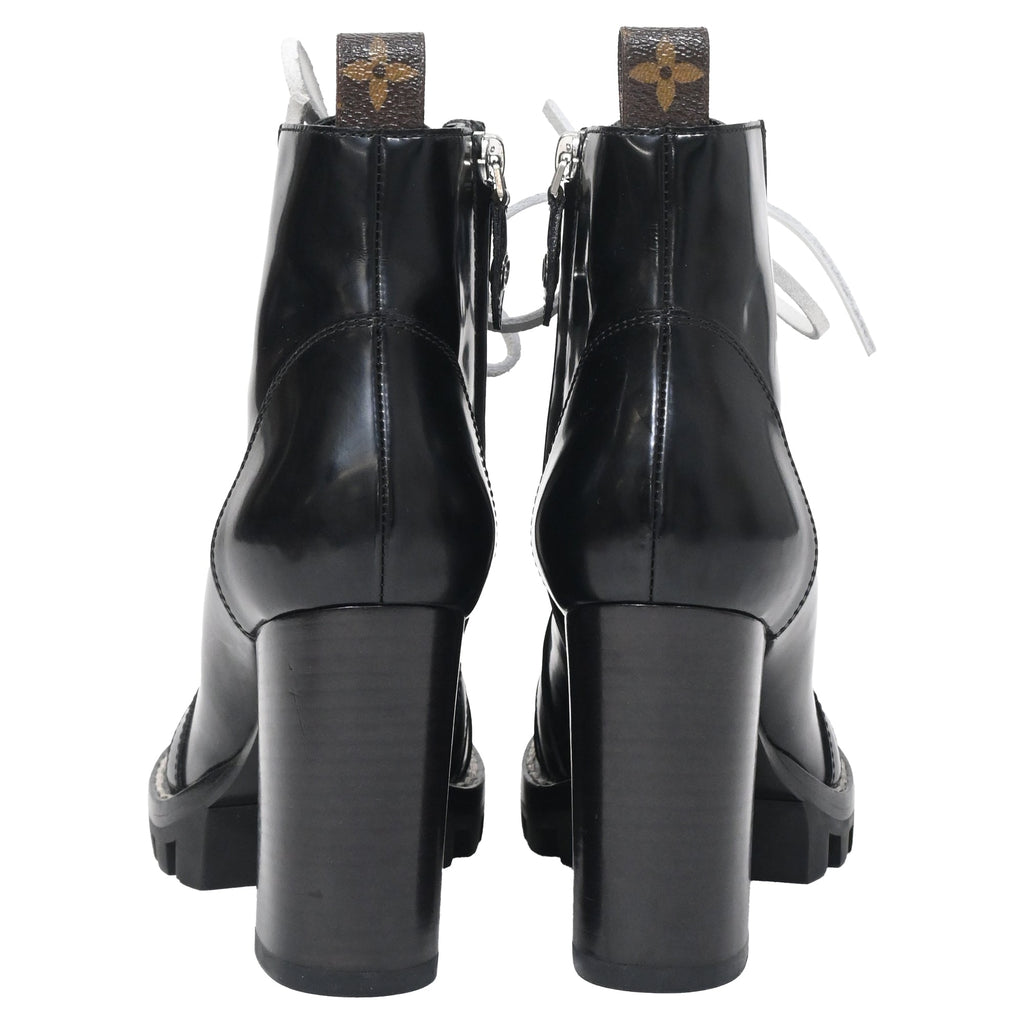 Louis Vuitton Star Trail Laced Zipped Platform Boots in Black Leather