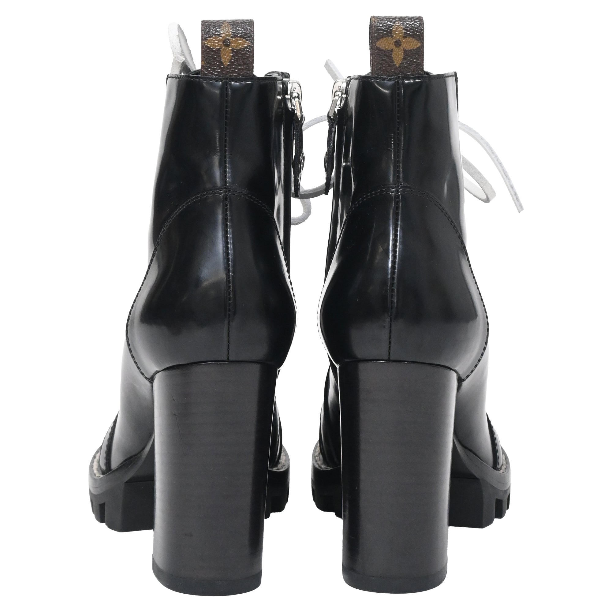 Louis Vuitton Star Trail Laced Zipped Platform Boots in Black Leather