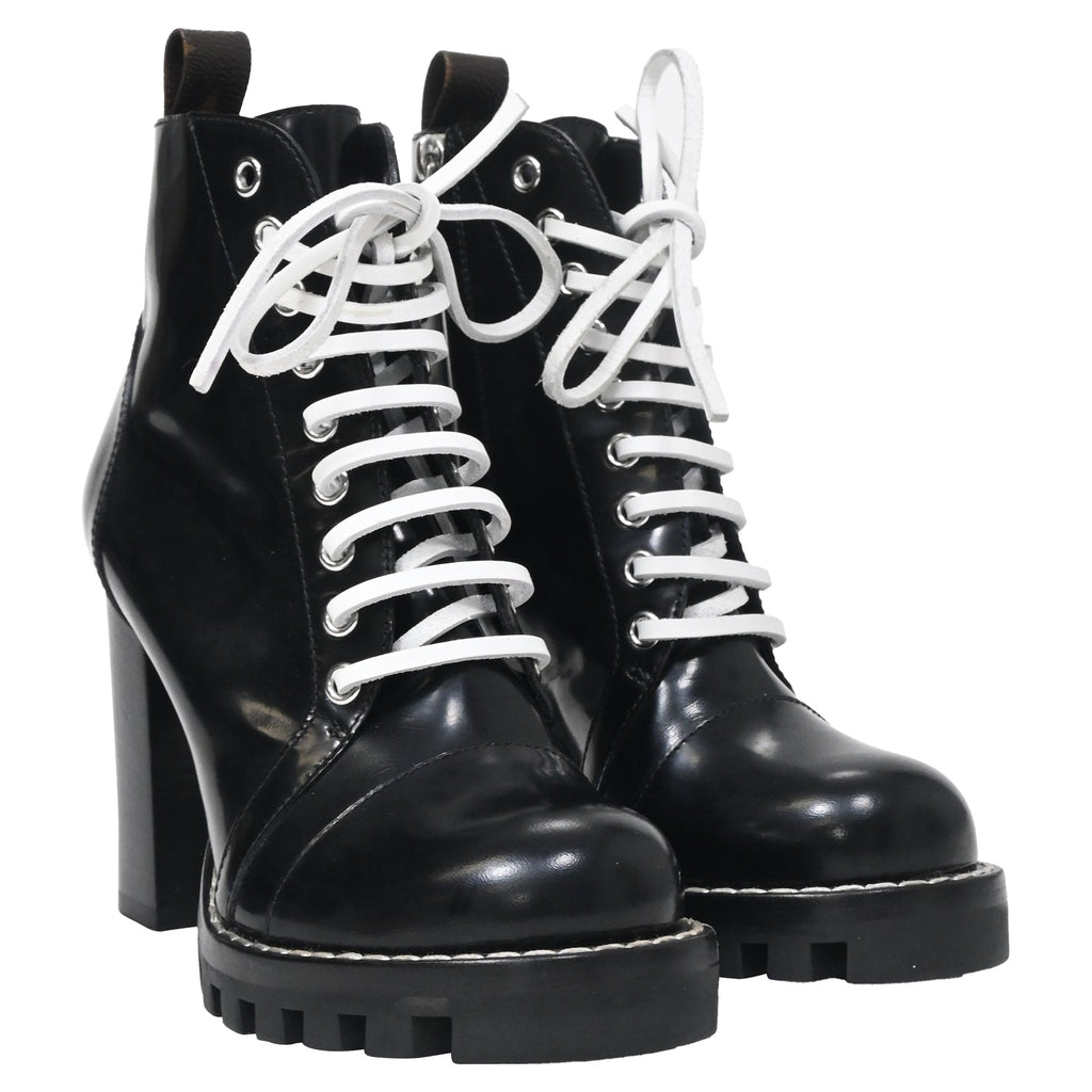 Louis Vuitton Star Trail Laced Zipped Platform Boots in Black Leather