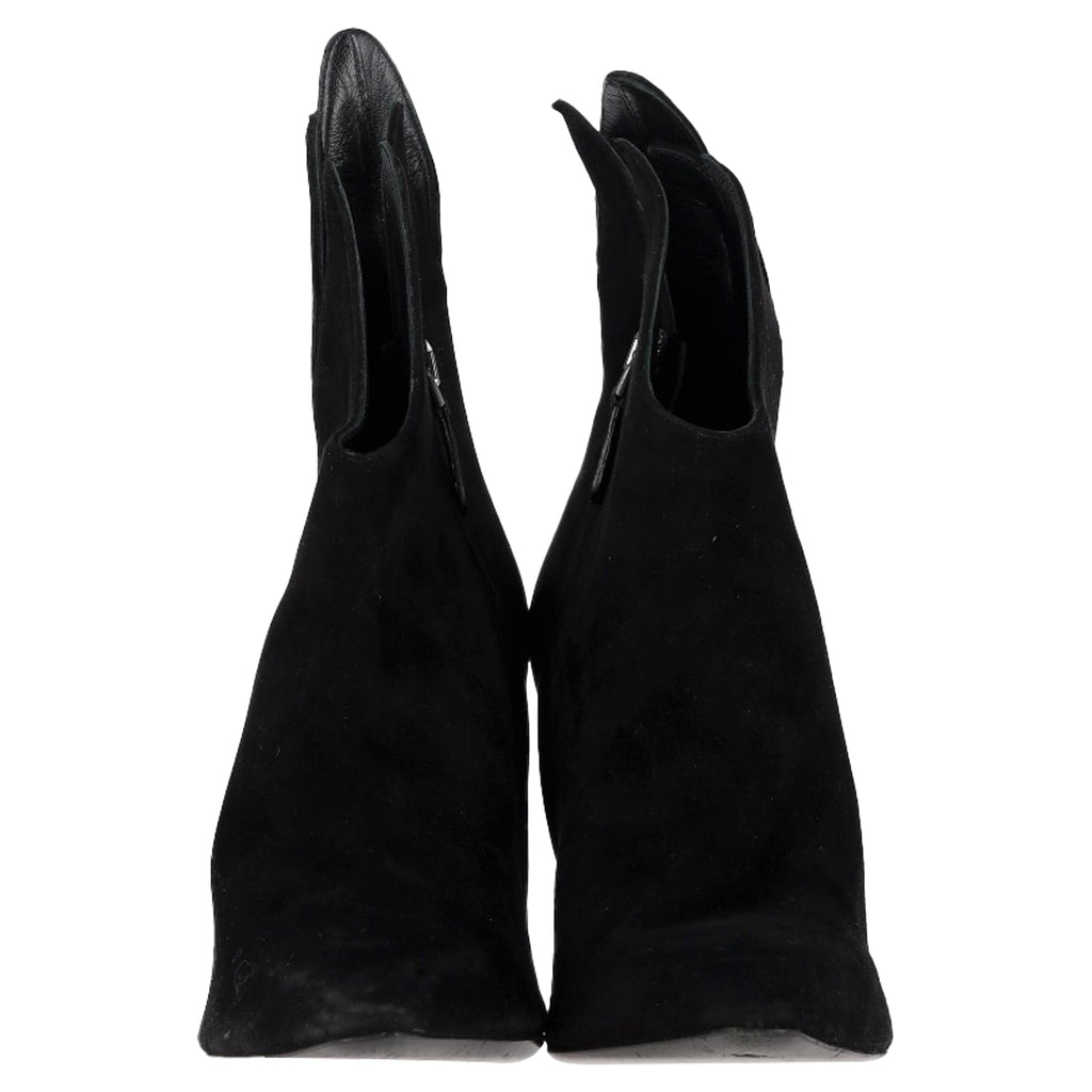 Women's Bottega Veneta Flame Heeled Ankle Boots in Black Suede