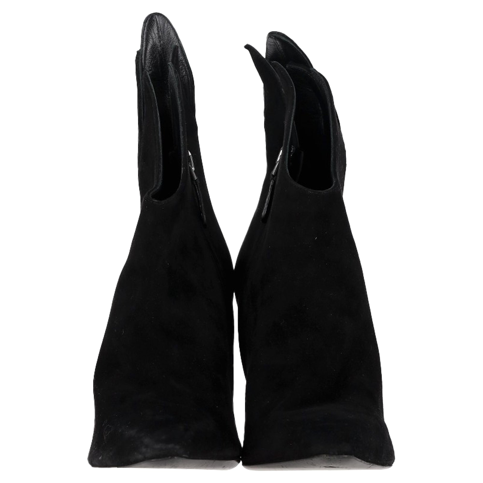 Women's Bottega Veneta Flame Heeled Ankle Boots in Black Suede