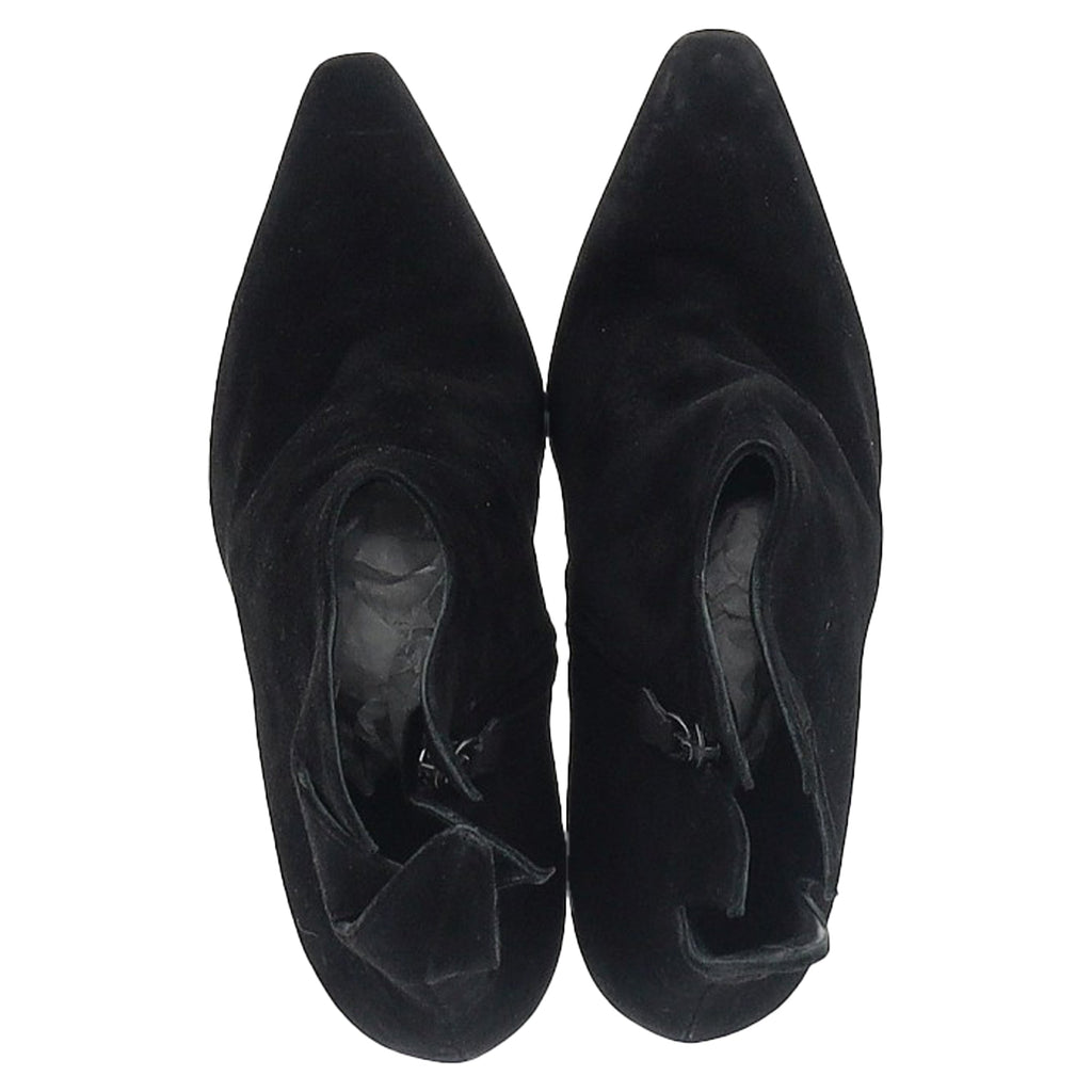 Women's Bottega Veneta Flame Heeled Ankle Boots in Black Suede
