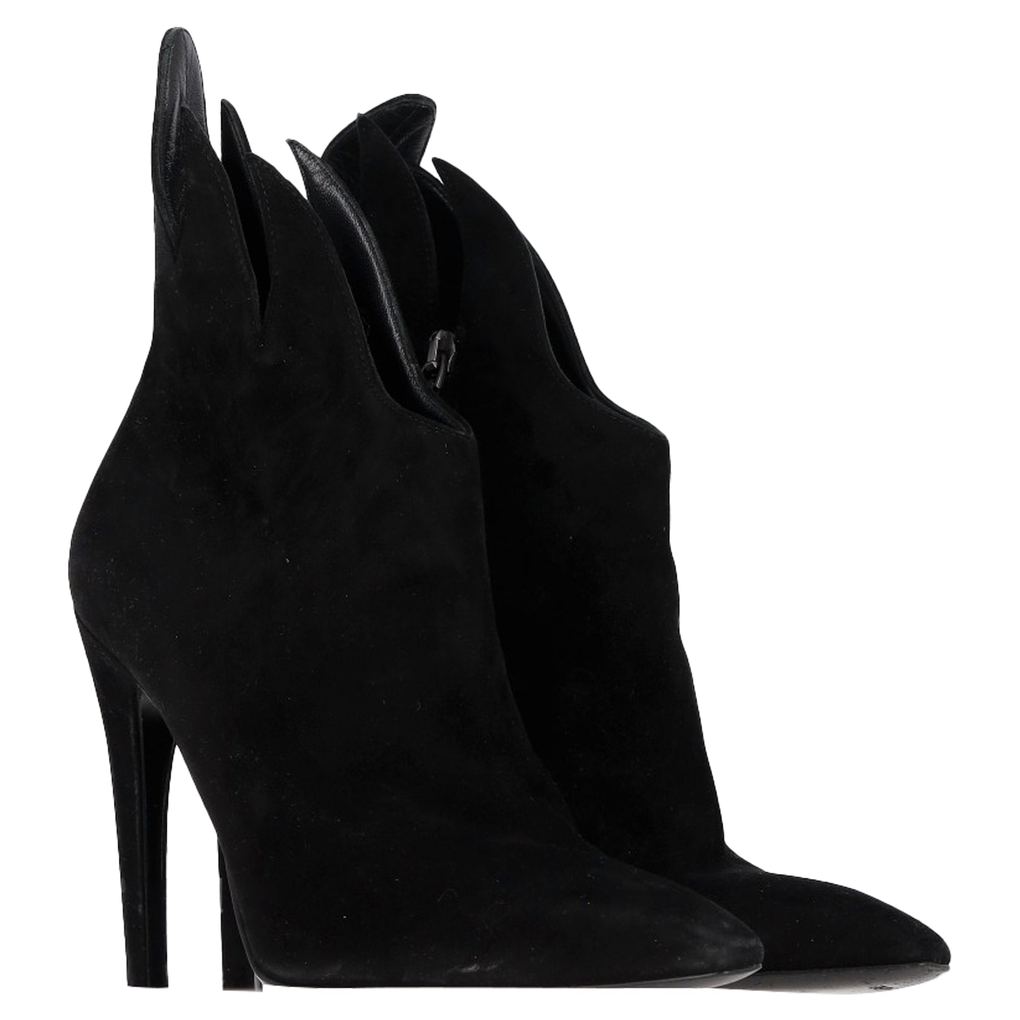 Women's Bottega Veneta Flame Heeled Ankle Boots in Black Suede