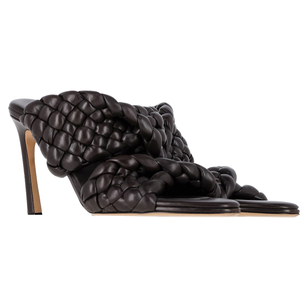 Bottega Veneta Intrecciato Slide Sandals in Brown Leather