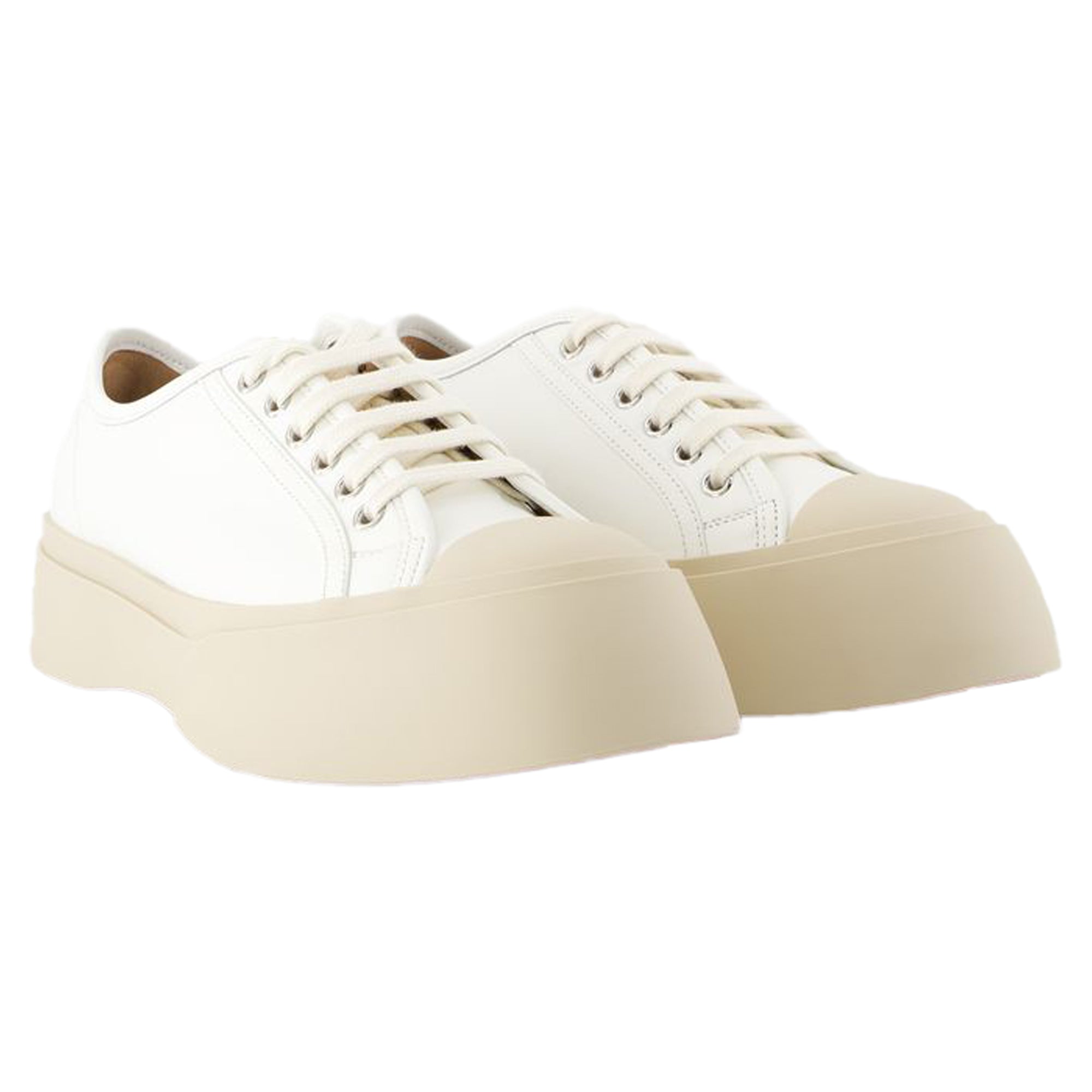 Women's Laced Up Sneakers - Marni - Leather - White