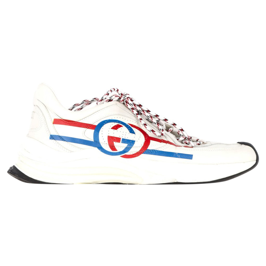 Gucci Run Low Top Sneakers in White Leather