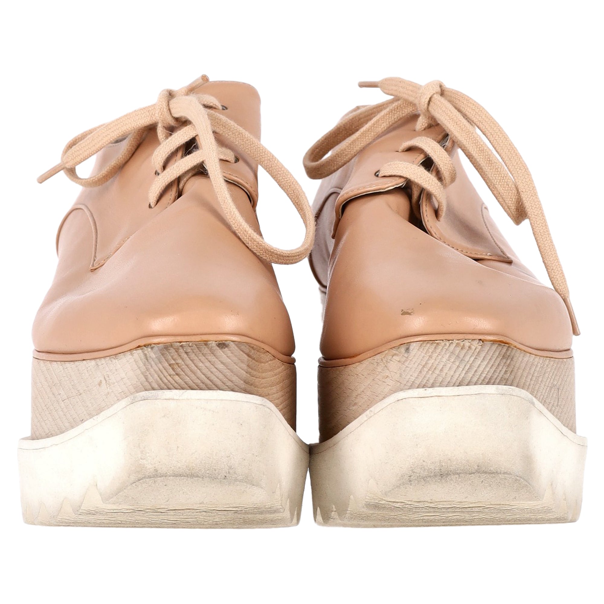 Stella Mccartney Elyse Lace-Up Platform Shoes in Nude Leather