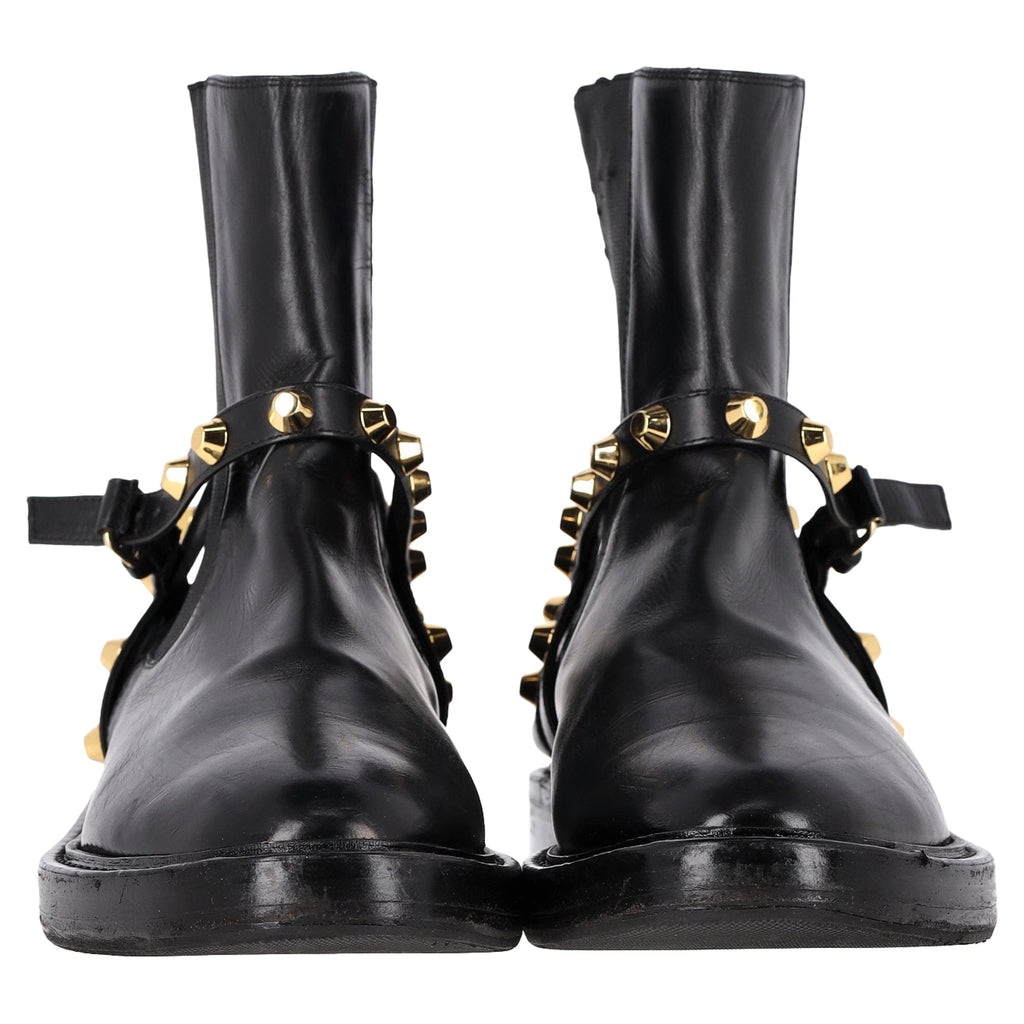 Balenciaga Studded Biker Ankle Boots in Black Leather