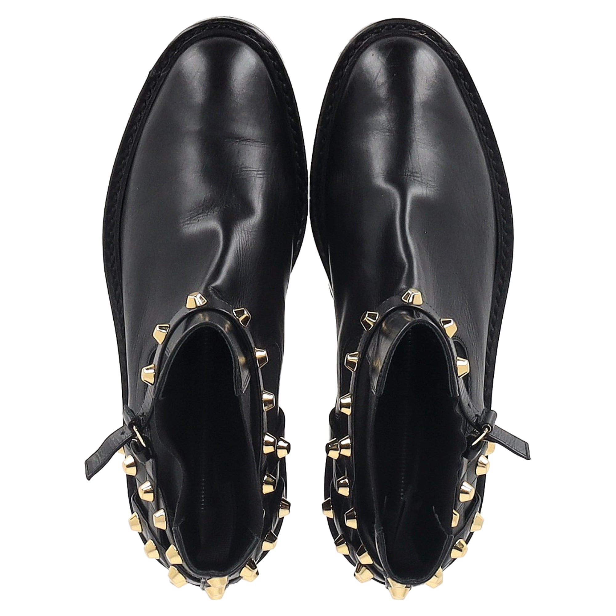 Balenciaga Studded Biker Ankle Boots in Black Leather