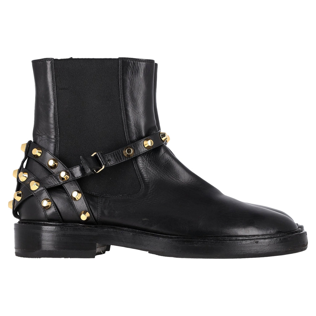 Balenciaga Studded Biker Ankle Boots in Black Leather