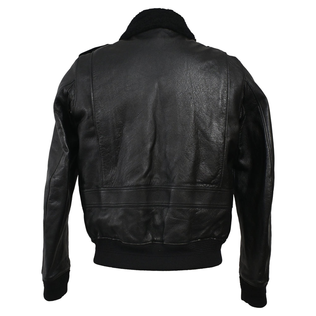 Saint Laurent Shearling Collar Aviator Bomber Jacket in Black Leather
