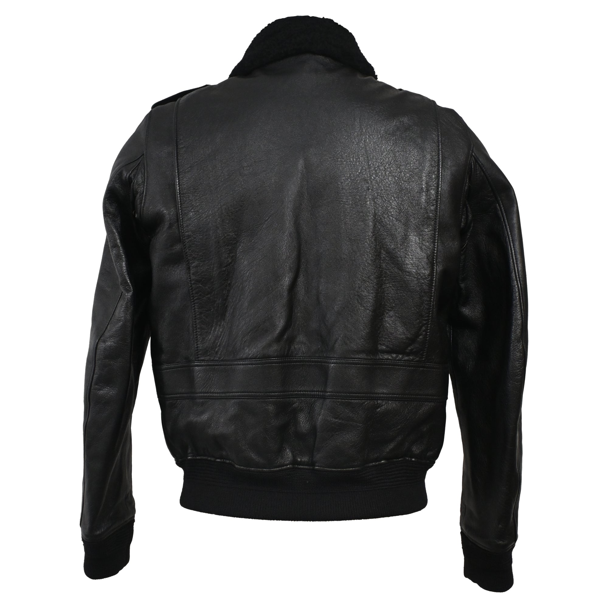 Saint Laurent Shearling Collar Aviator Bomber Jacket in Black Leather