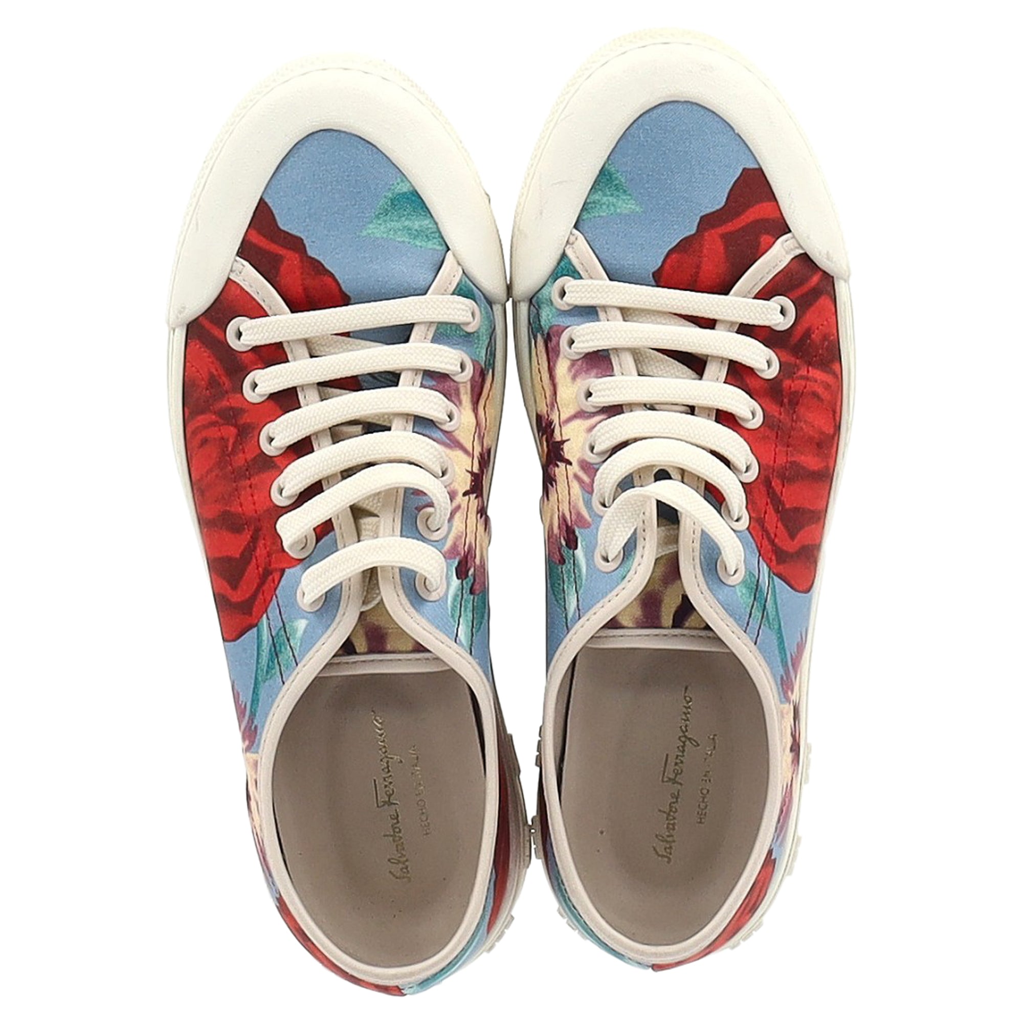 Women's Ferragamo Floral Sneakers in Multicolor Chambray