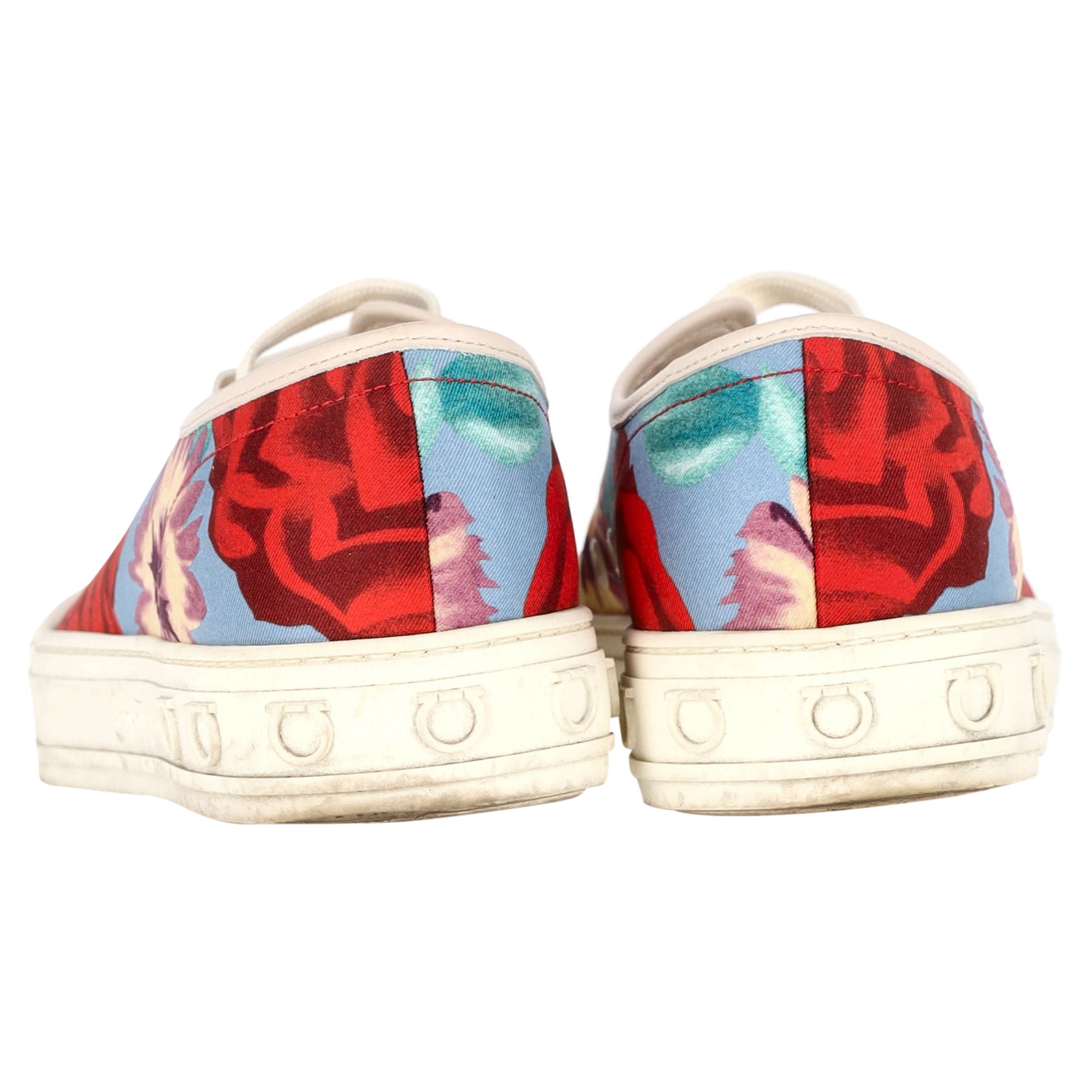 Women's Ferragamo Floral Sneakers in Multicolor Chambray
