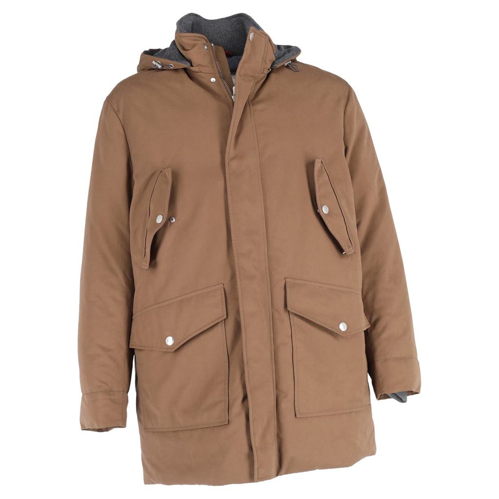 Brunello Cucinelli Hooded Jacket in Brown Cotton