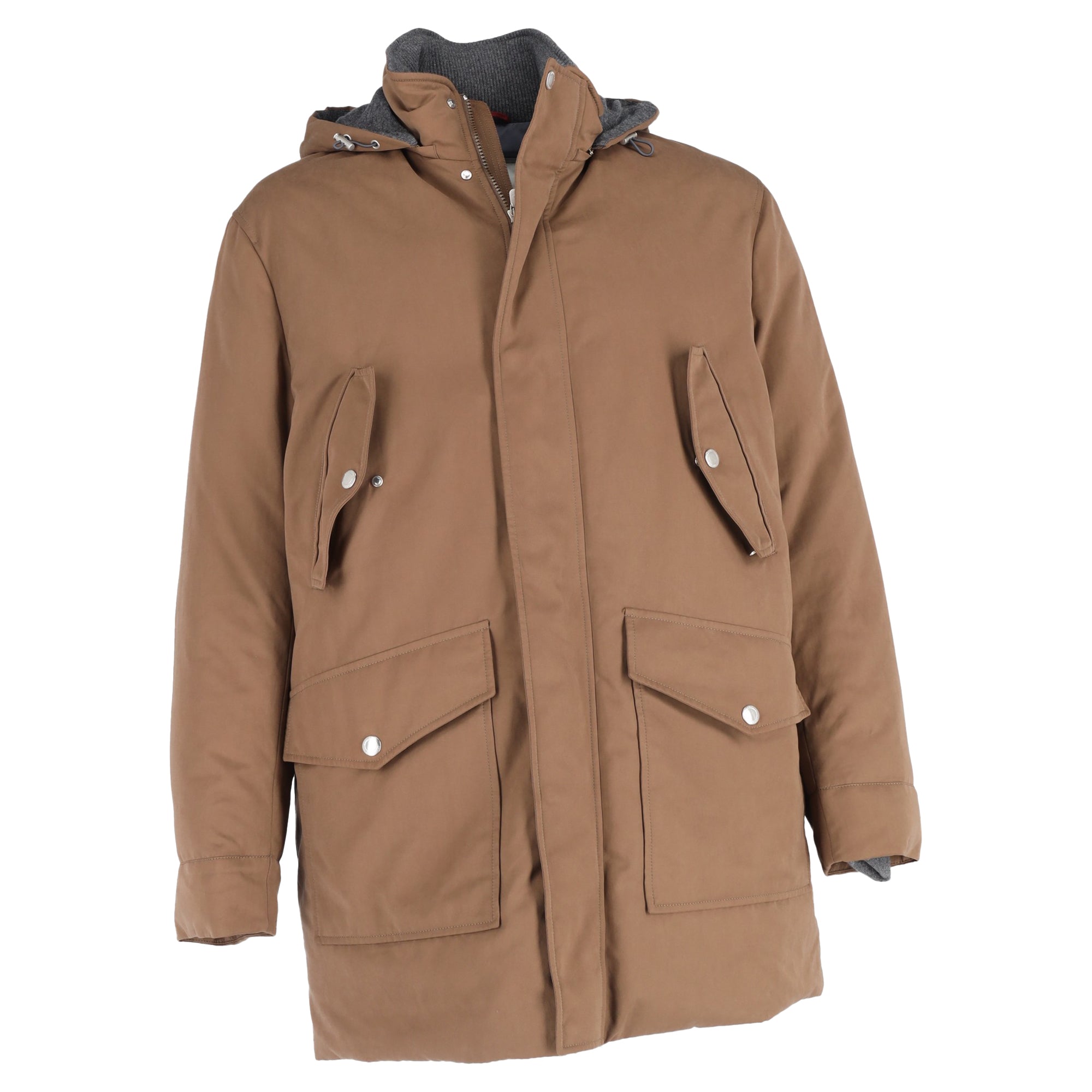 Brunello Cucinelli Hooded Jacket in Brown Cotton