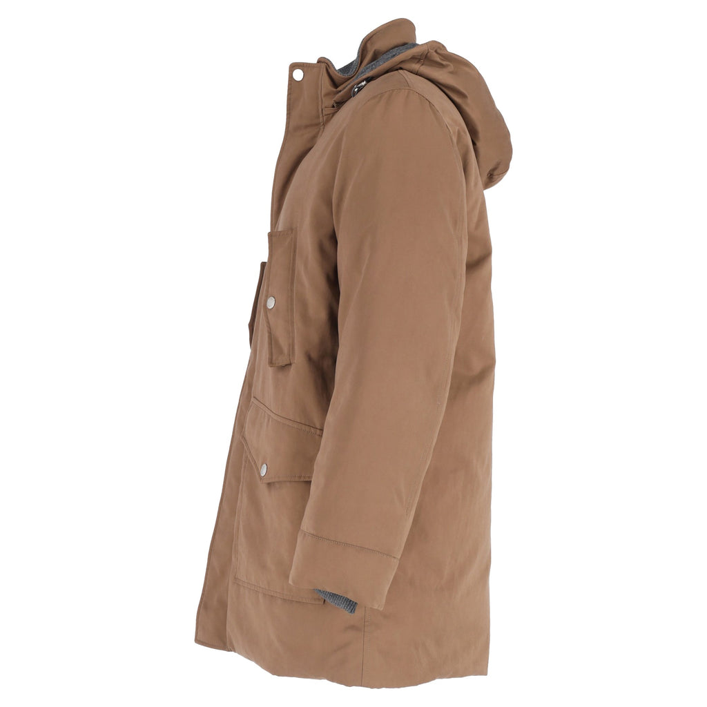Brunello Cucinelli Hooded Jacket in Brown Cotton