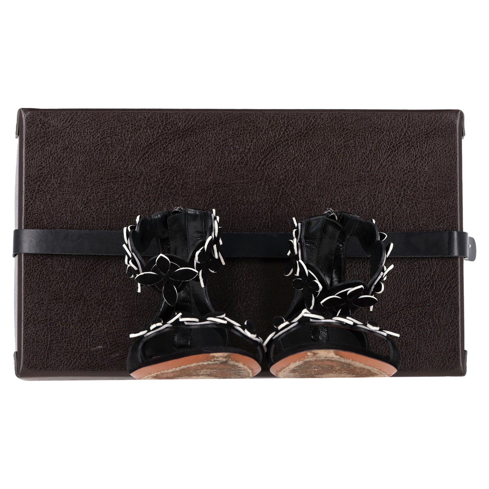 Women's Alaïa Flower Detail Sandals in Black Suede