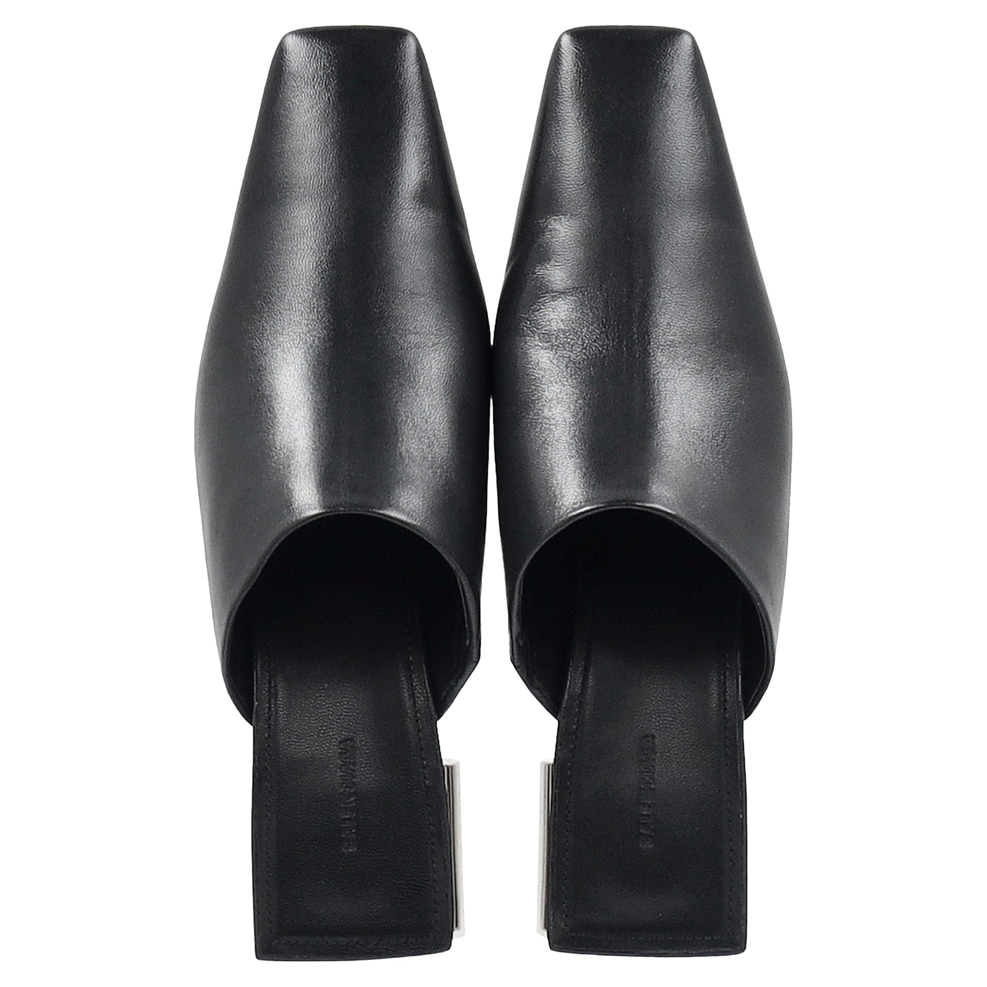 Balenciaga Typo Chrome Heel Mules in Black Leather