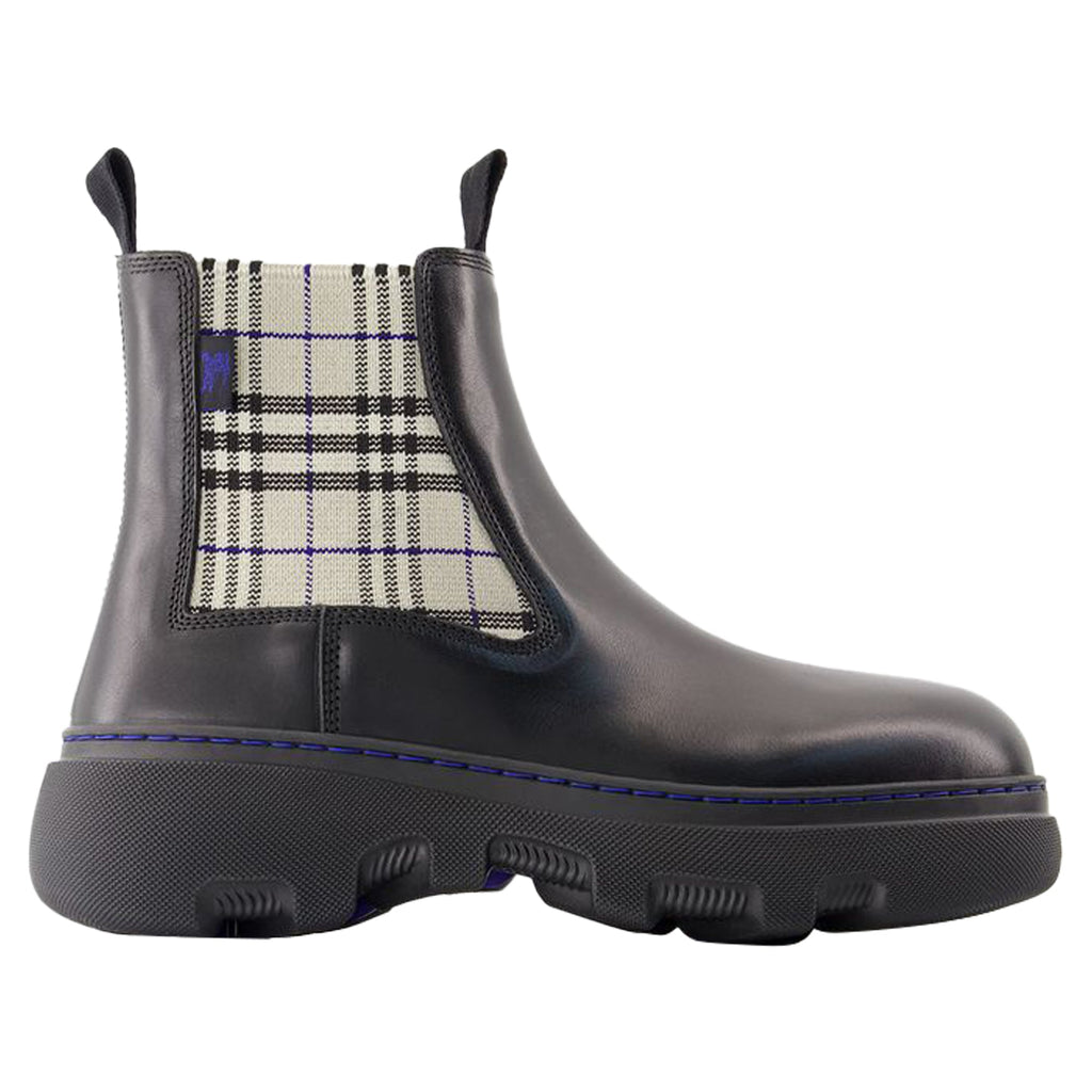 Women's Creeper Chelsea Low Ankle Boots - Burberry - Leather - Black