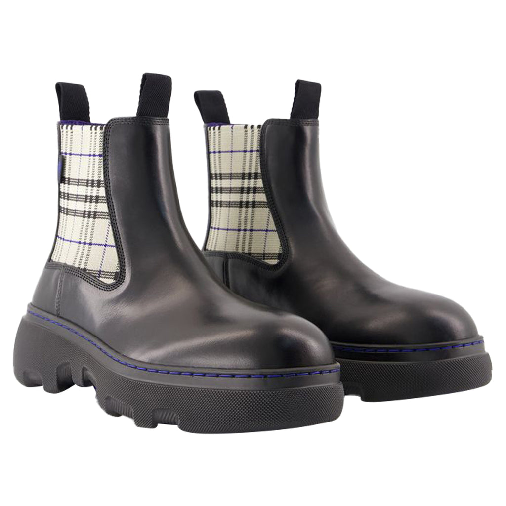 Women's Creeper Chelsea Low Ankle Boots - Burberry - Leather - Black