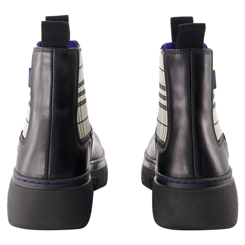 Women's Creeper Chelsea Low Ankle Boots - Burberry - Leather - Black