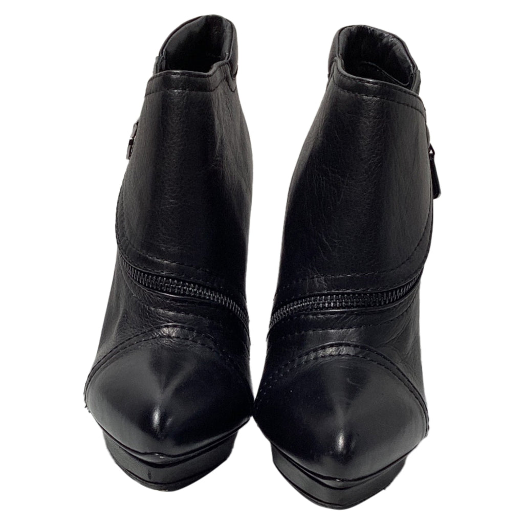 Alexander Mcqueen Zipped Biker Platform Ankle Boots in Black Leather