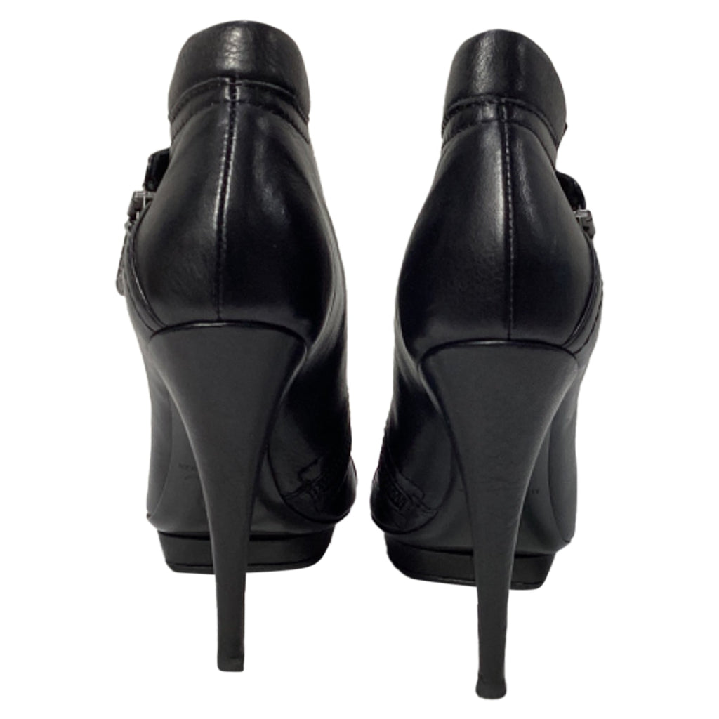 Alexander Mcqueen Zipped Biker Platform Ankle Boots in Black Leather