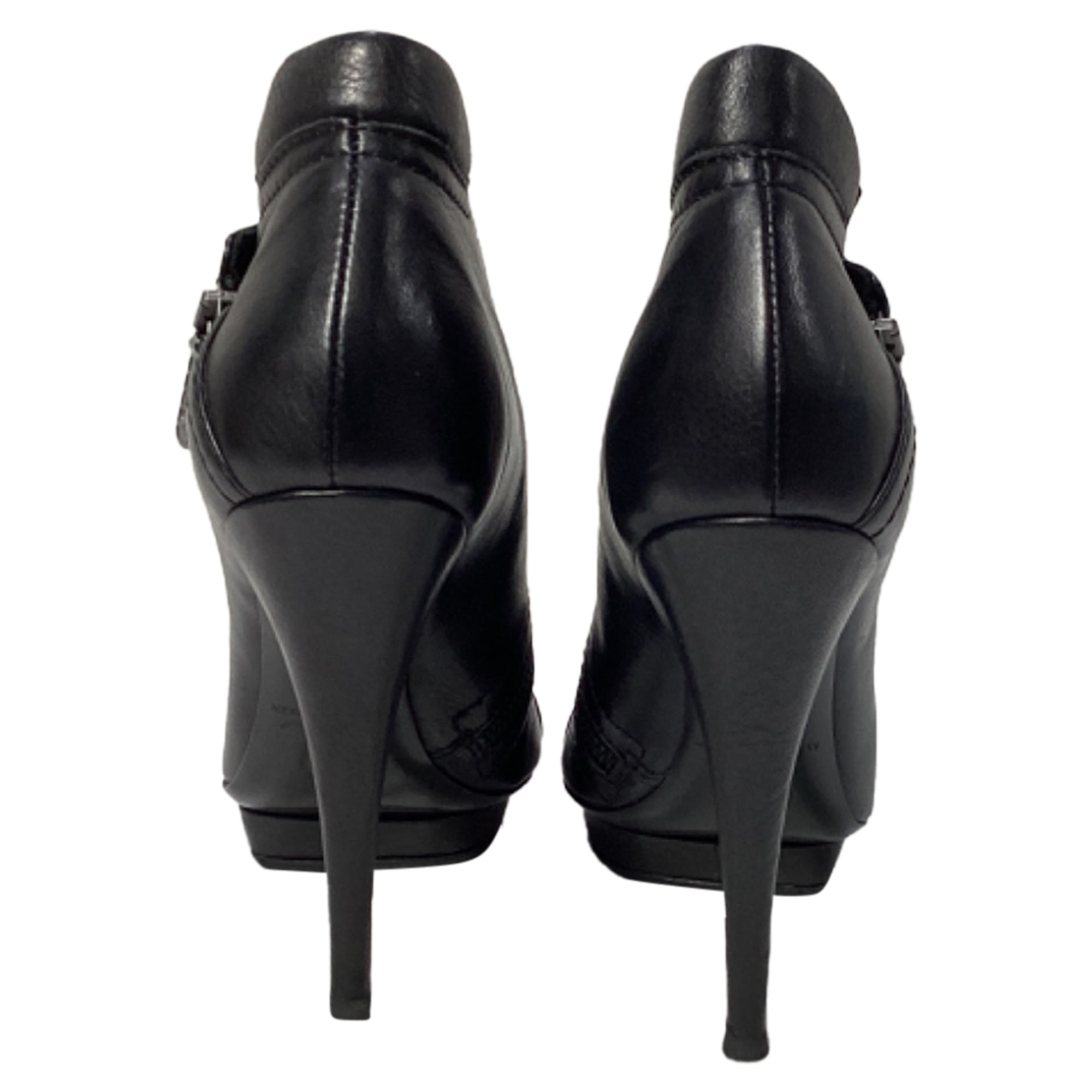 Alexander Mcqueen Zipped Biker Platform Ankle Boots in Black Leather