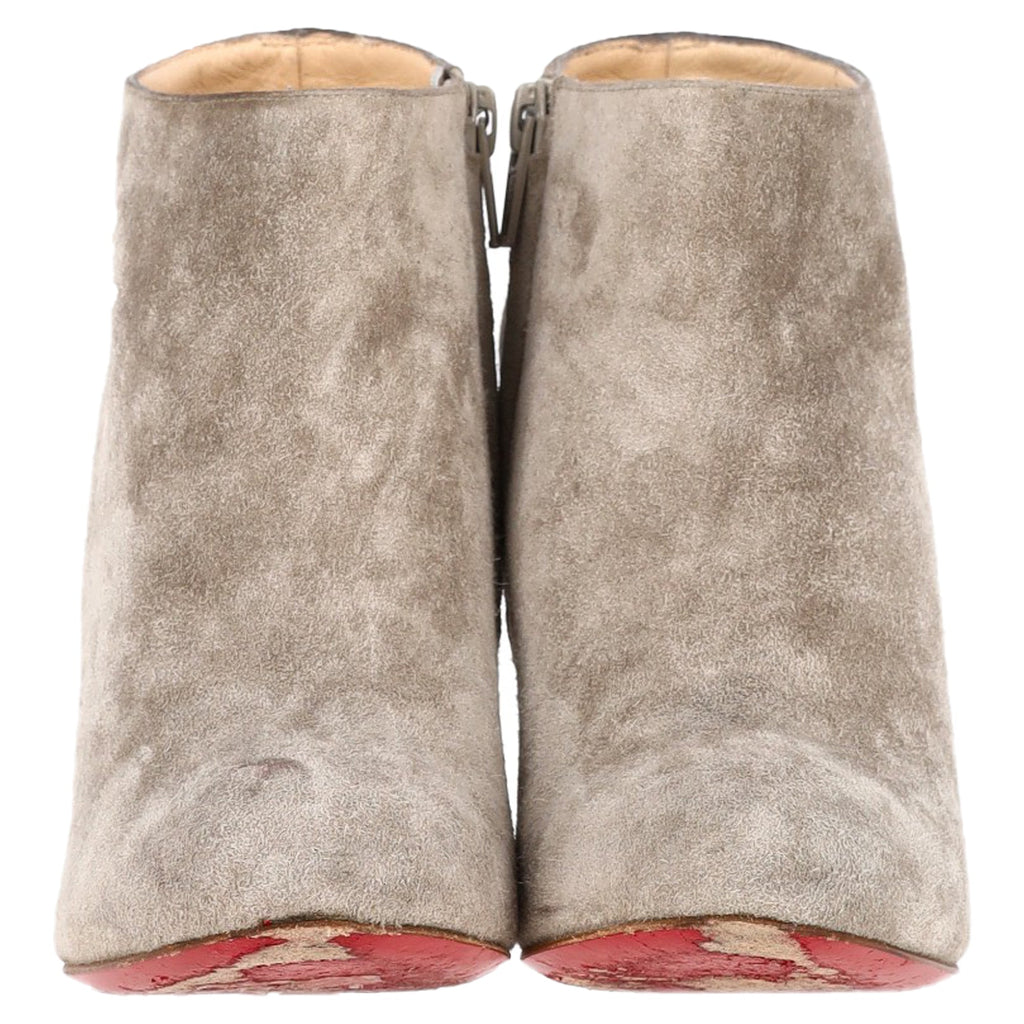 Women's Christian Louboutin Belle Zeppa 100 Wedge Ankle Boots in Grey Suede