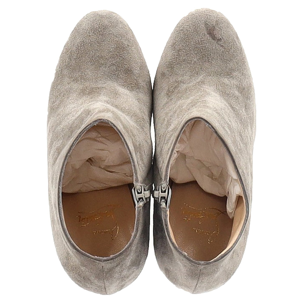 Women's Christian Louboutin Belle Zeppa 100 Wedge Ankle Boots in Grey Suede